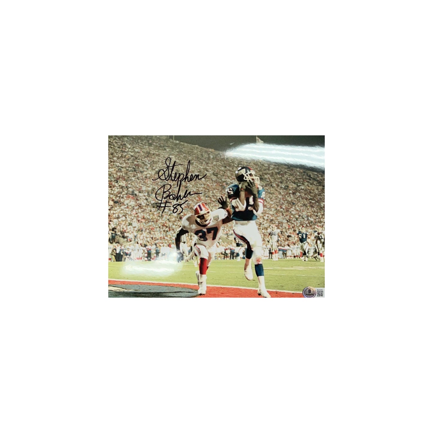 Stephen Baker Autographed New York Giants HD Catch 8x10 Beckett