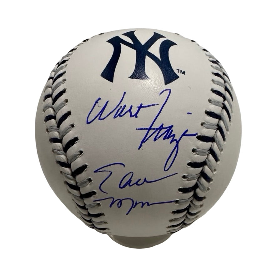 Walt Frazier & Earl Monroe Autographed OMLB New York Yankees New York Knicks JSA COA