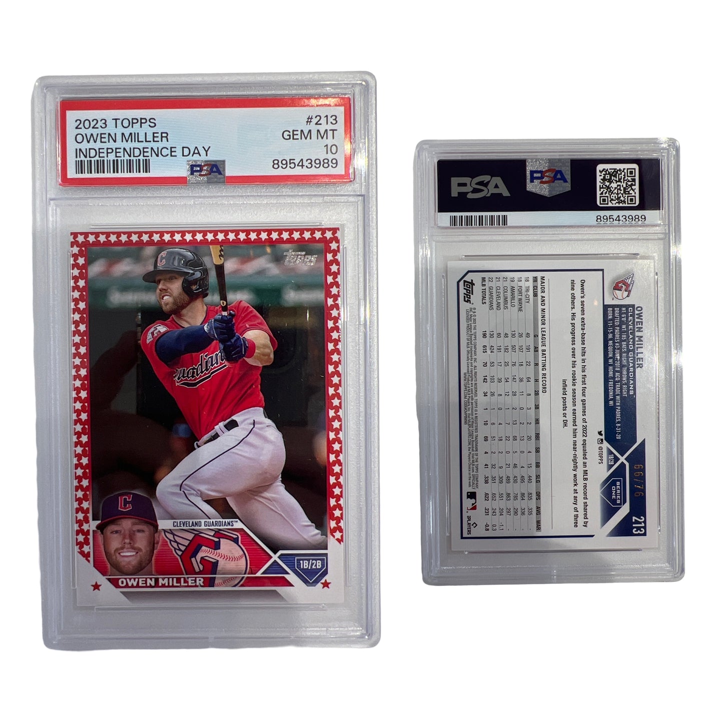 2023 Topps Owen Miller Independence Day /76 #213 PSA GEM MT 10