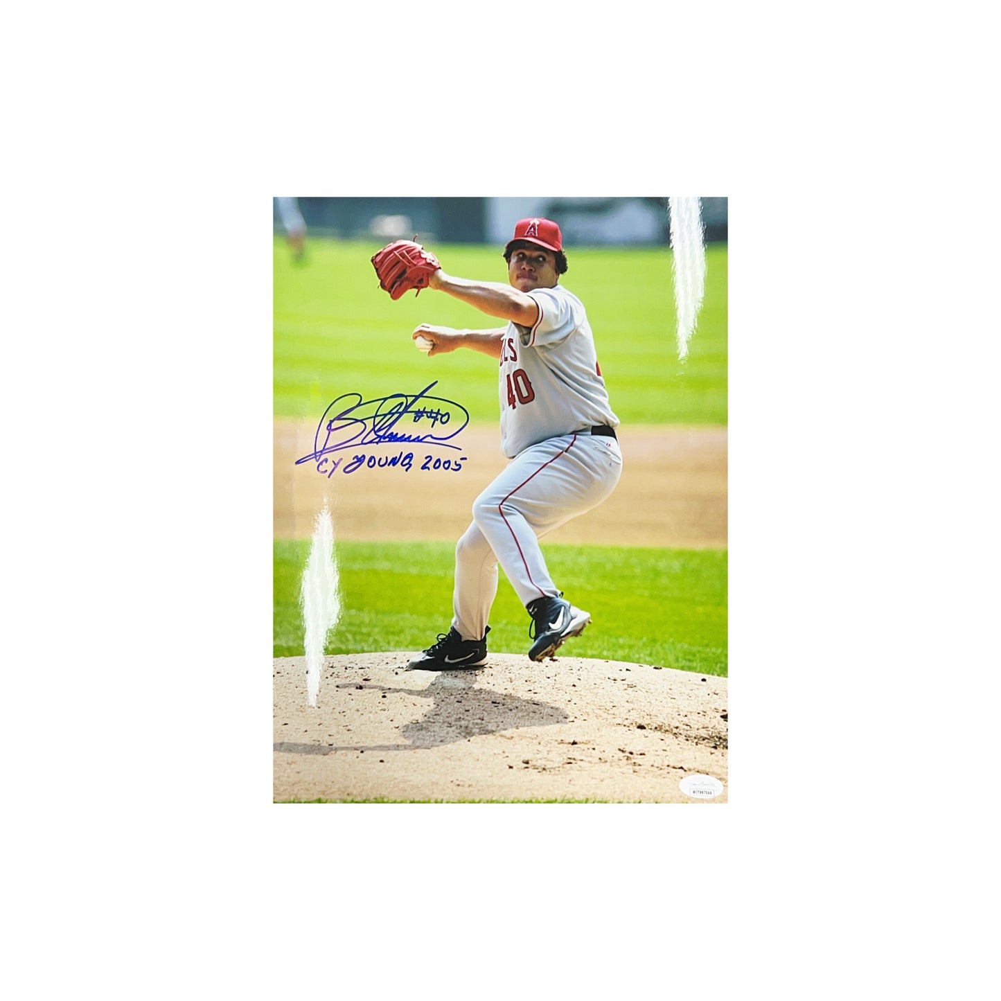Bartolo Colon Autographed Los Angeles Angels Vertical Pitch 11x14 JSA
