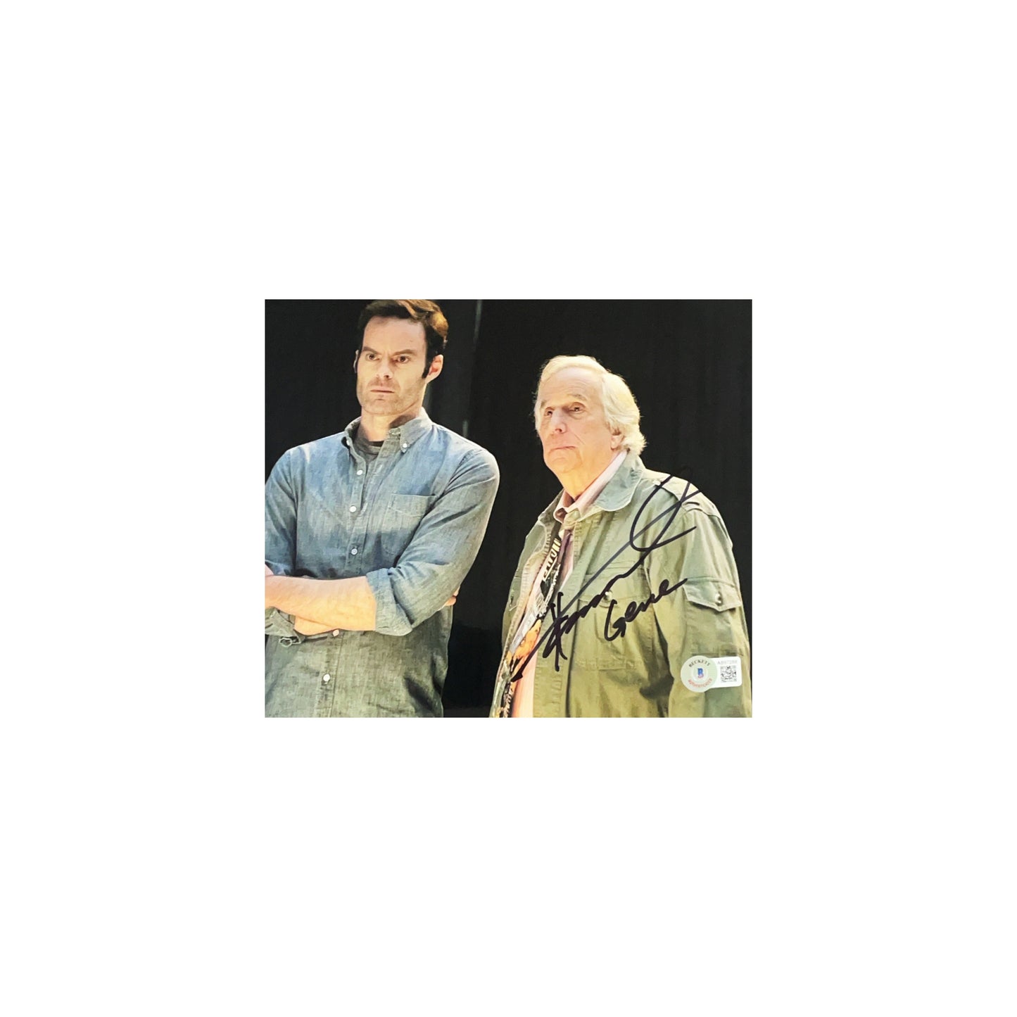 Henry Winkler Autographed Barry With Bill Hader Black Ink 8x10 "Gene" Inscription Beckett