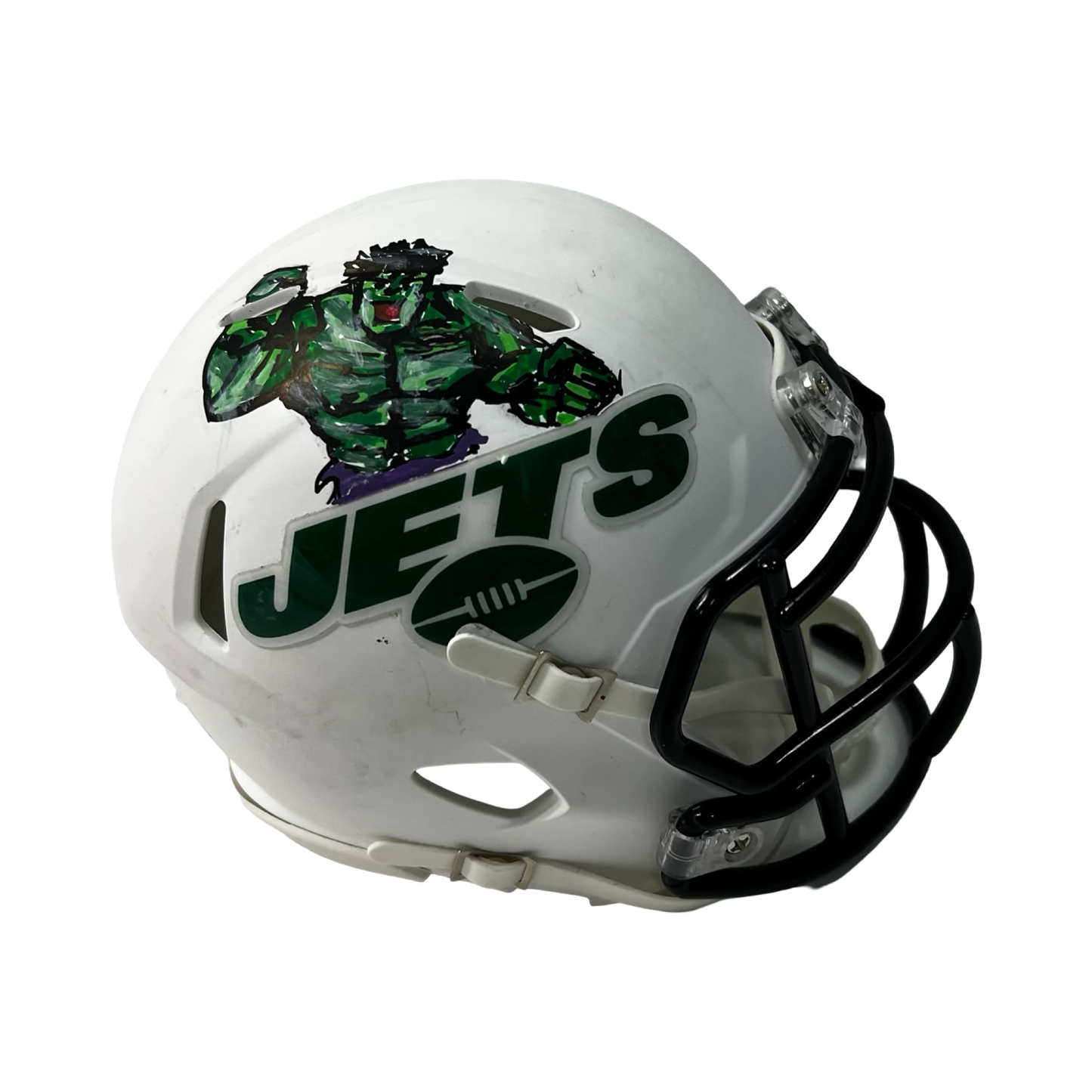New York Jets Unsigned Lunar Eclipse Mini Helmet 1 Of 1 Hulk Art