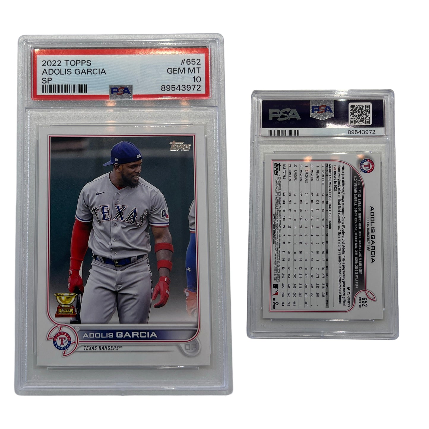 2022 Adolis Garcia Topps SP #652 PSA GEM MT 10