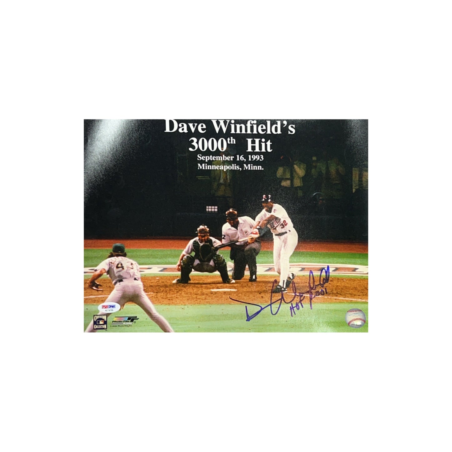 Dave Winfield Autograped Minnesota Twins 300th Hit 11x14 "HOF 2001" Inscription PSA