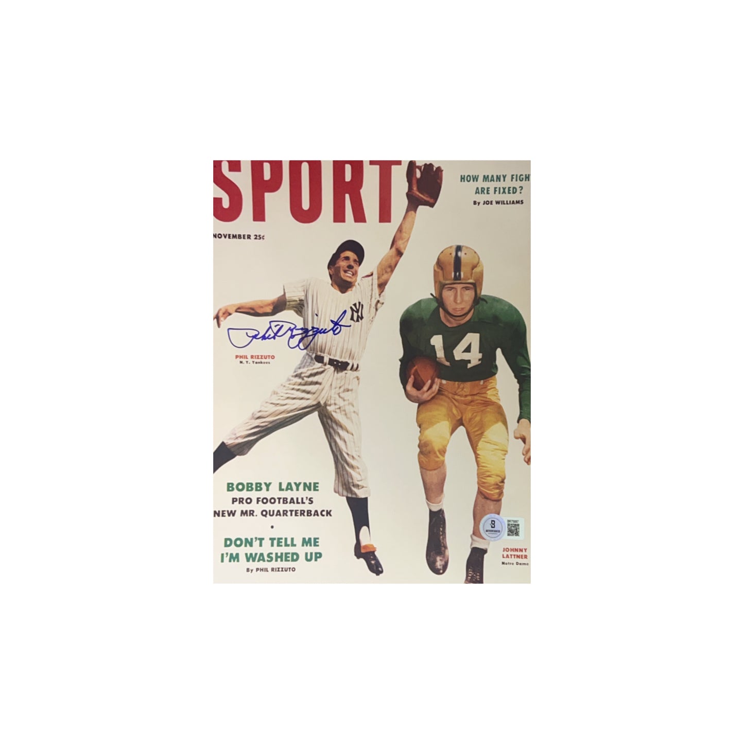 Phil Rizzuto Autographed New York Yankees Sport 8x10 Beckett
