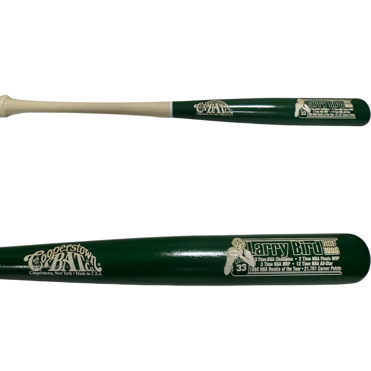 Larry Bird Unsigned Cooperstown Bat Co Green Barrel Bat
