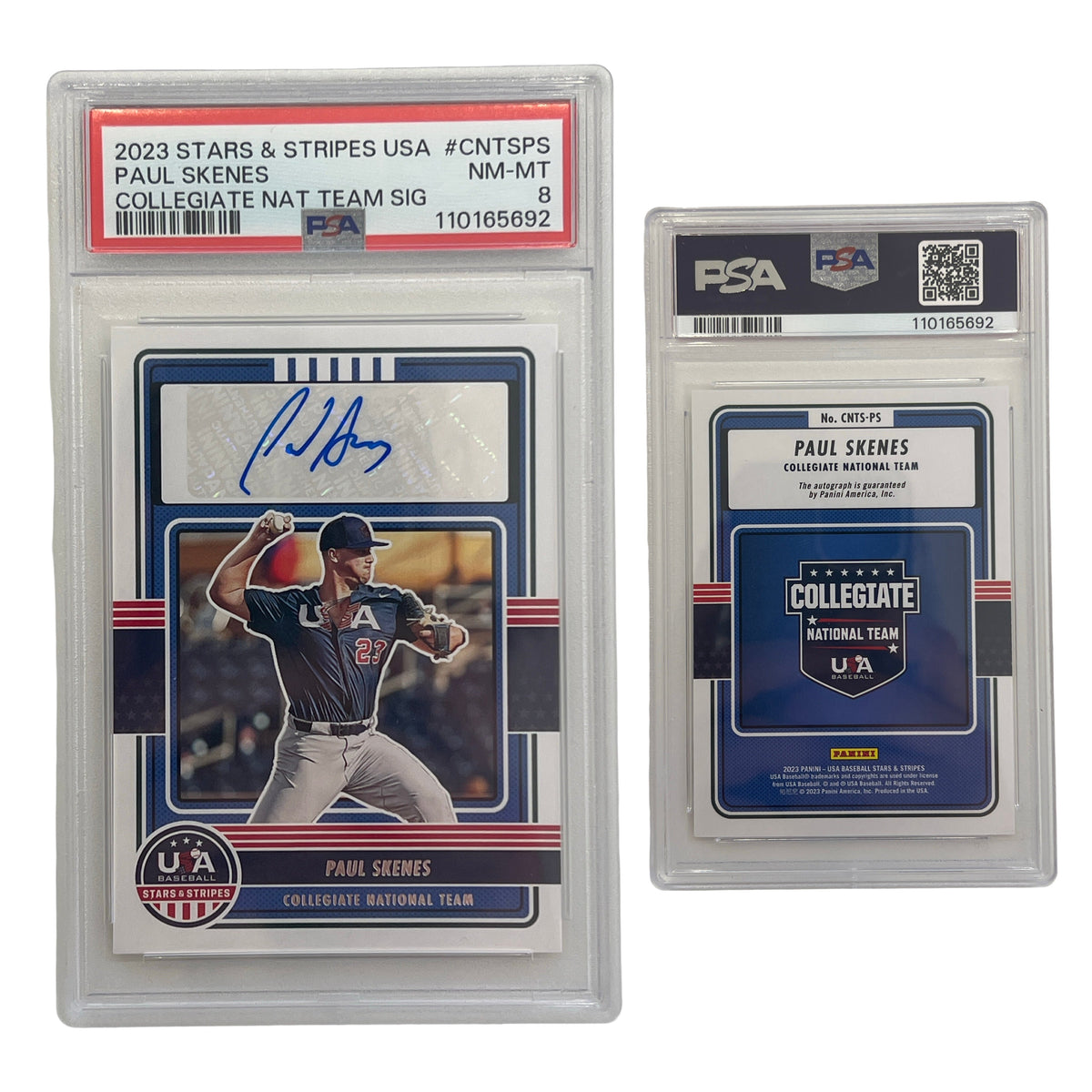 2023 Paul Skenes Stars & Stripes USA Collegiate Nat Team Sig #CNTSPS PSA NM-MT 8