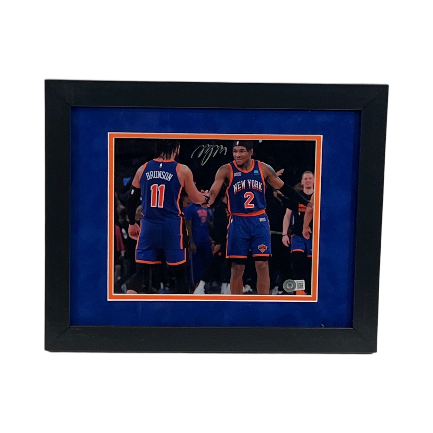 Miles “Deuce” McBride Autographed New York Knicks w/ Jalen Brunson Framed 8x10 Beckett