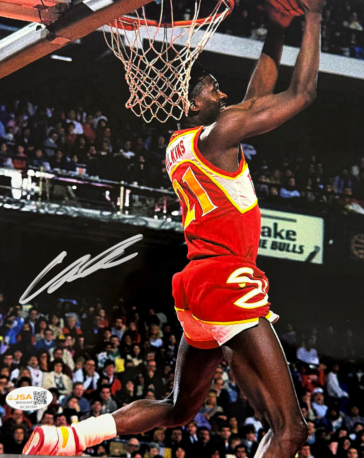 Dominique Wilkins Reverse Dunk 8x10 JSA