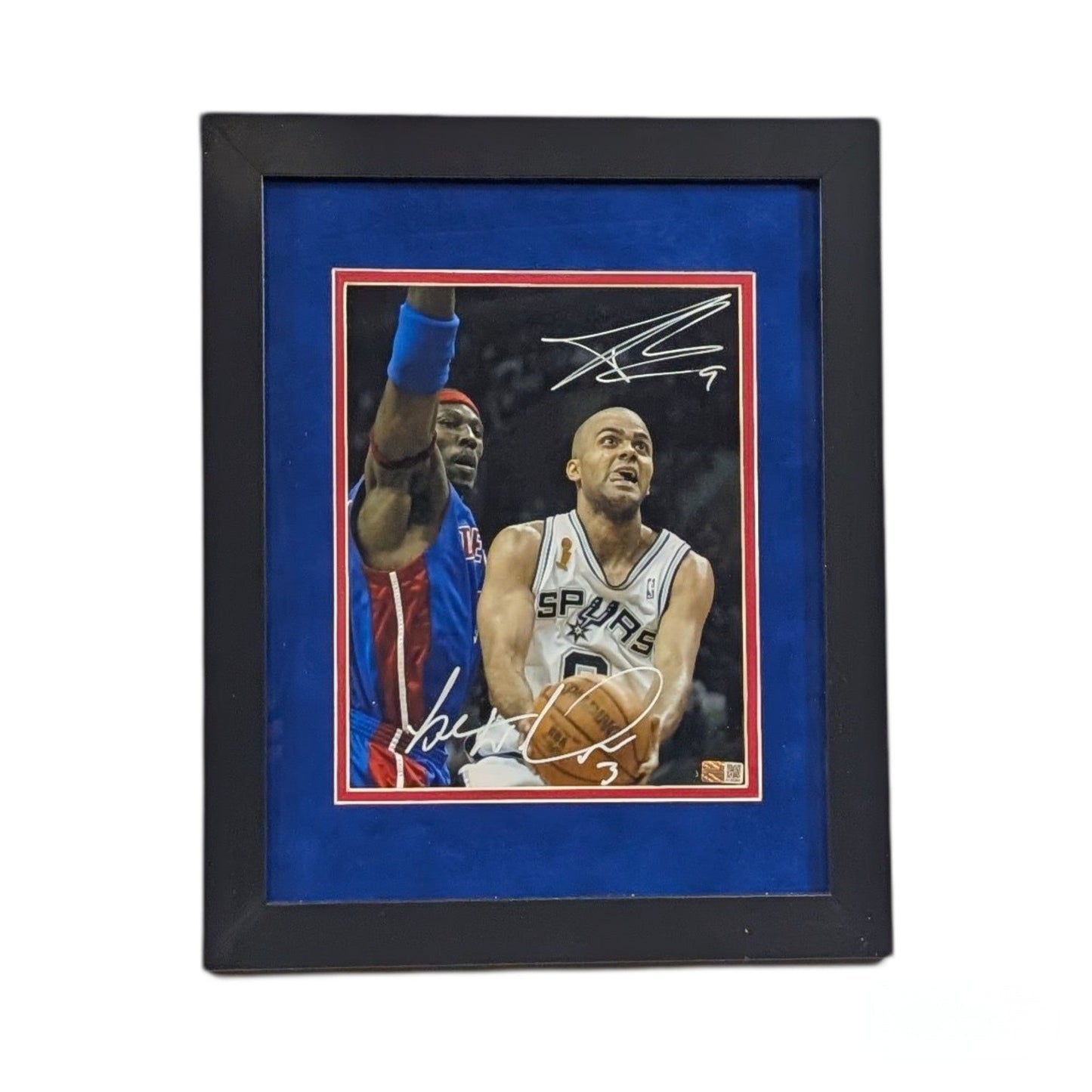 Tony Parker & Ben Wallace Autographed Layup Framed 8X10 Steiner CX