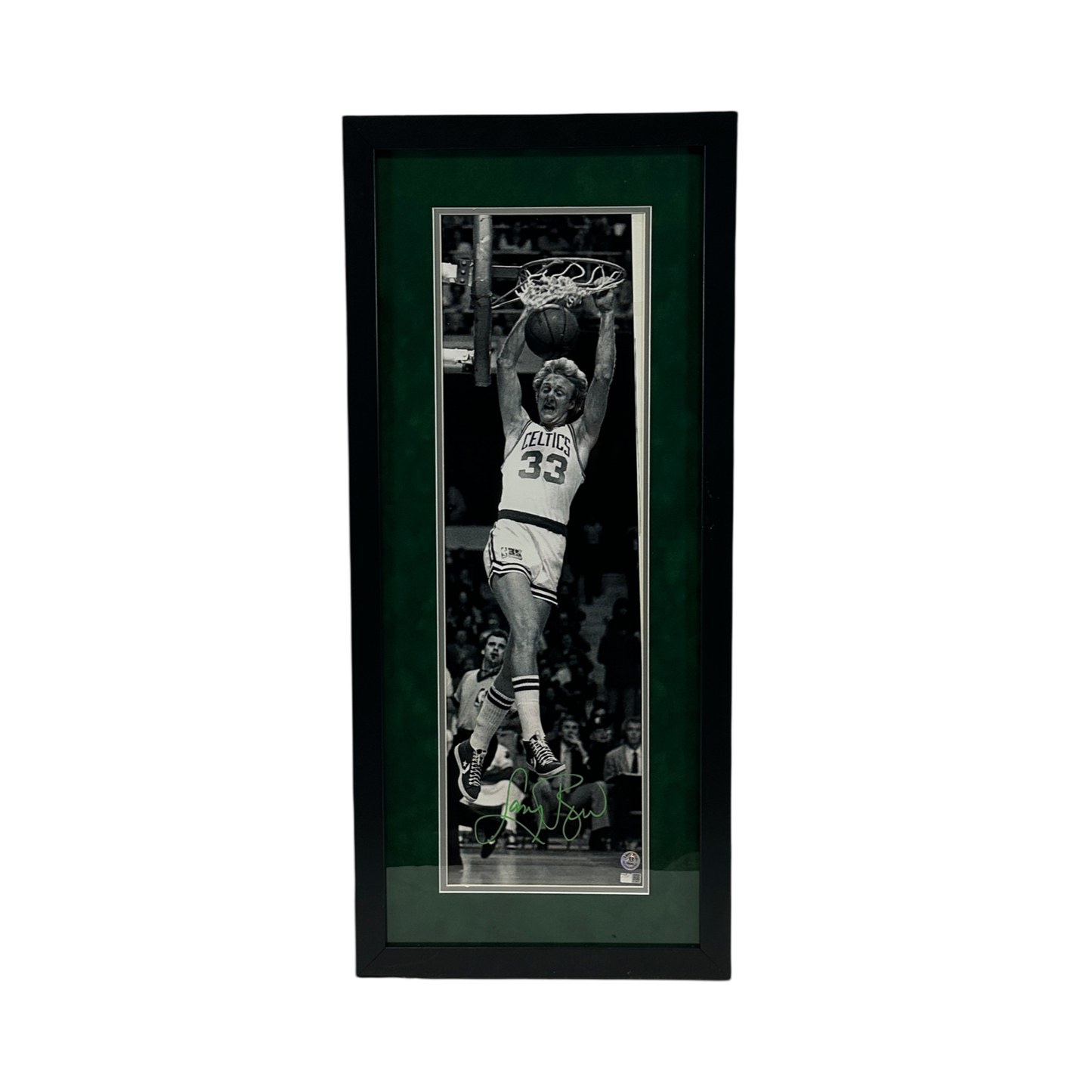 Larry Bird Autographed Boston Celtics Dunk Framed 8x26 Beckett