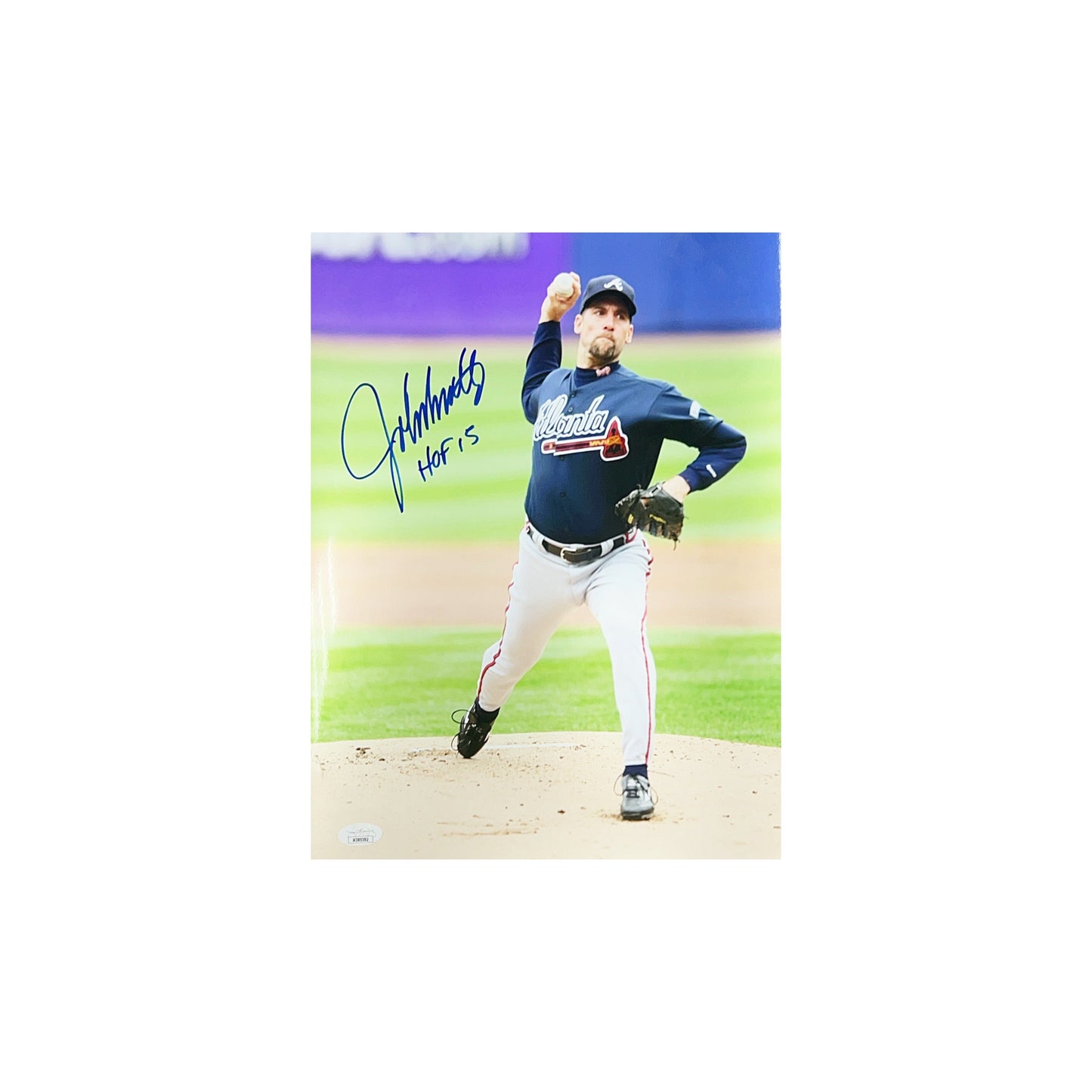 John Smoltz Autographed Atlanta Braves 11x14 "HOF 15" JSA