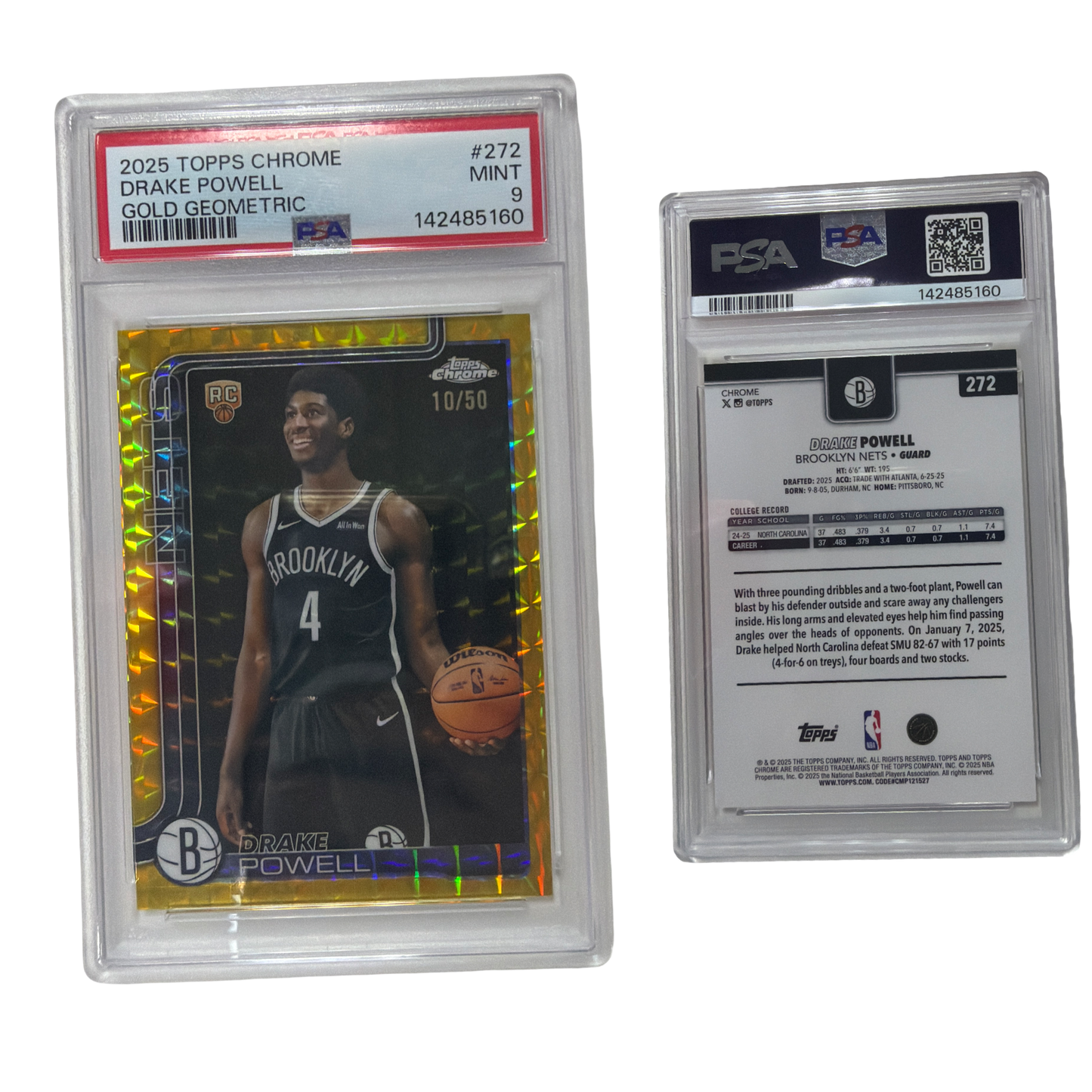 2025 Topps Chrome Drake Powell Gold Geometric /50 PSA 9!