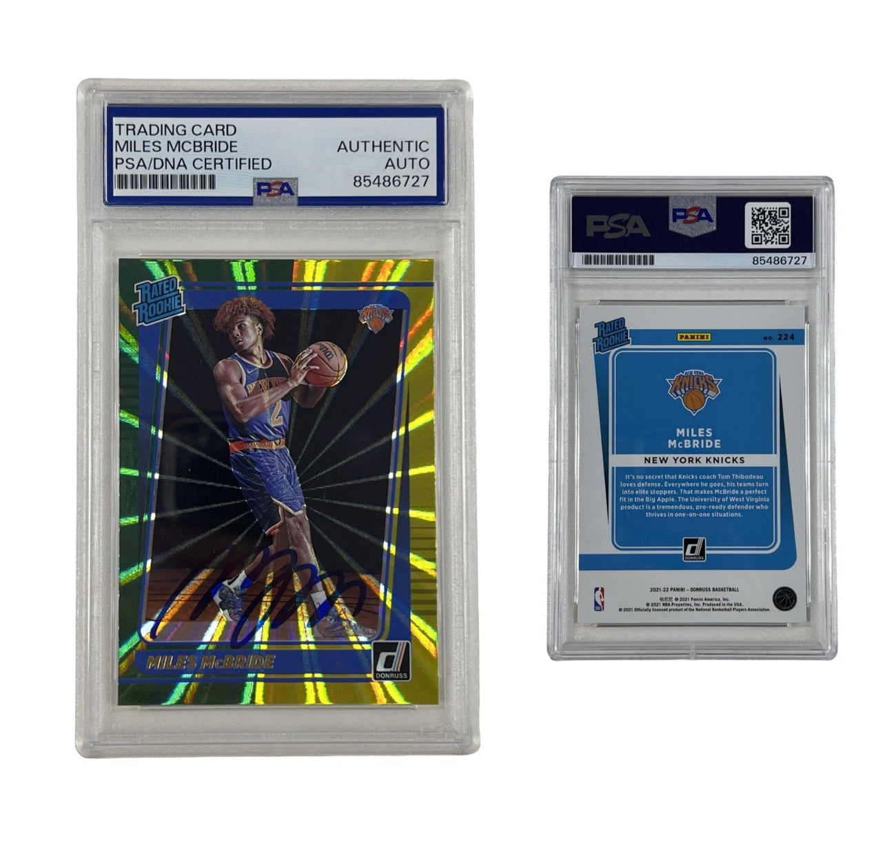 2021 Miles McBride Autographed Rated Rookie Reflective Donrus #224 Auth Auto