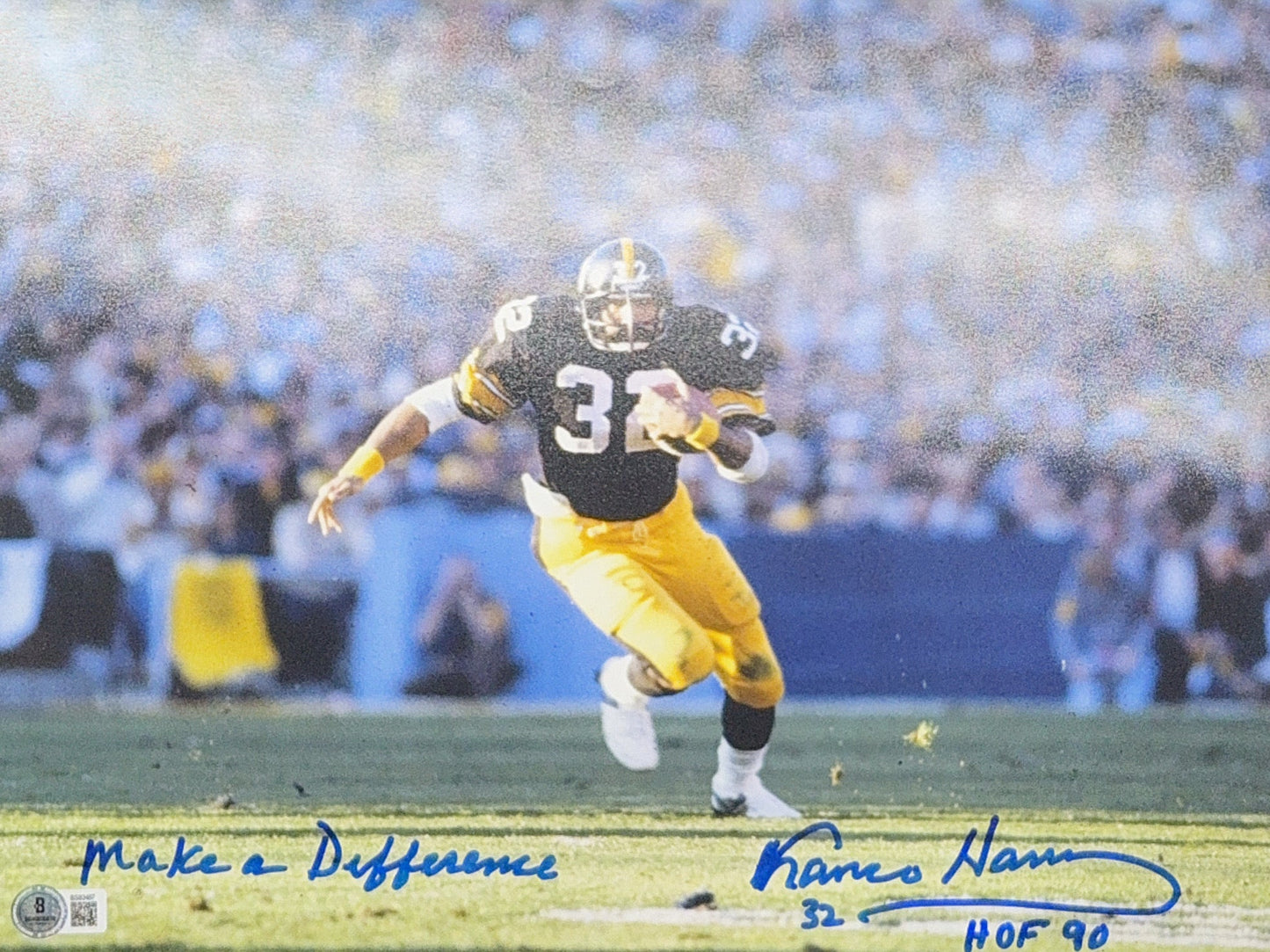 Franco Harris Autographed Pittsburgh Steelers Black Jersey 11x14 Beckett