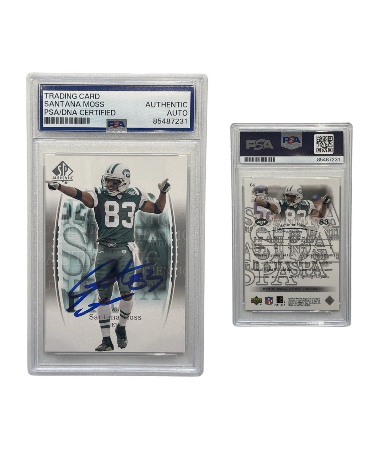 2003 Santana Moss Autographed SP Authentic Upper Deck #64 PSA Authentic Auto