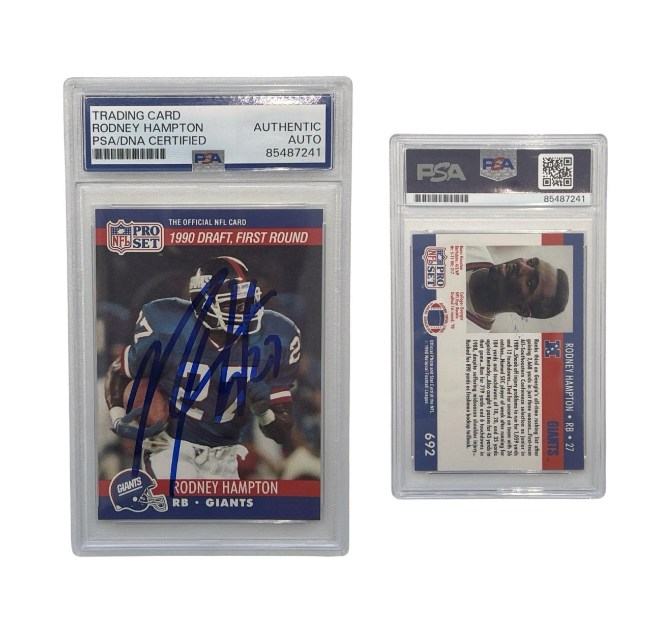 1990 Rodney Hampton Autographed NFL Pro Set #692 PSA Authentic Auto