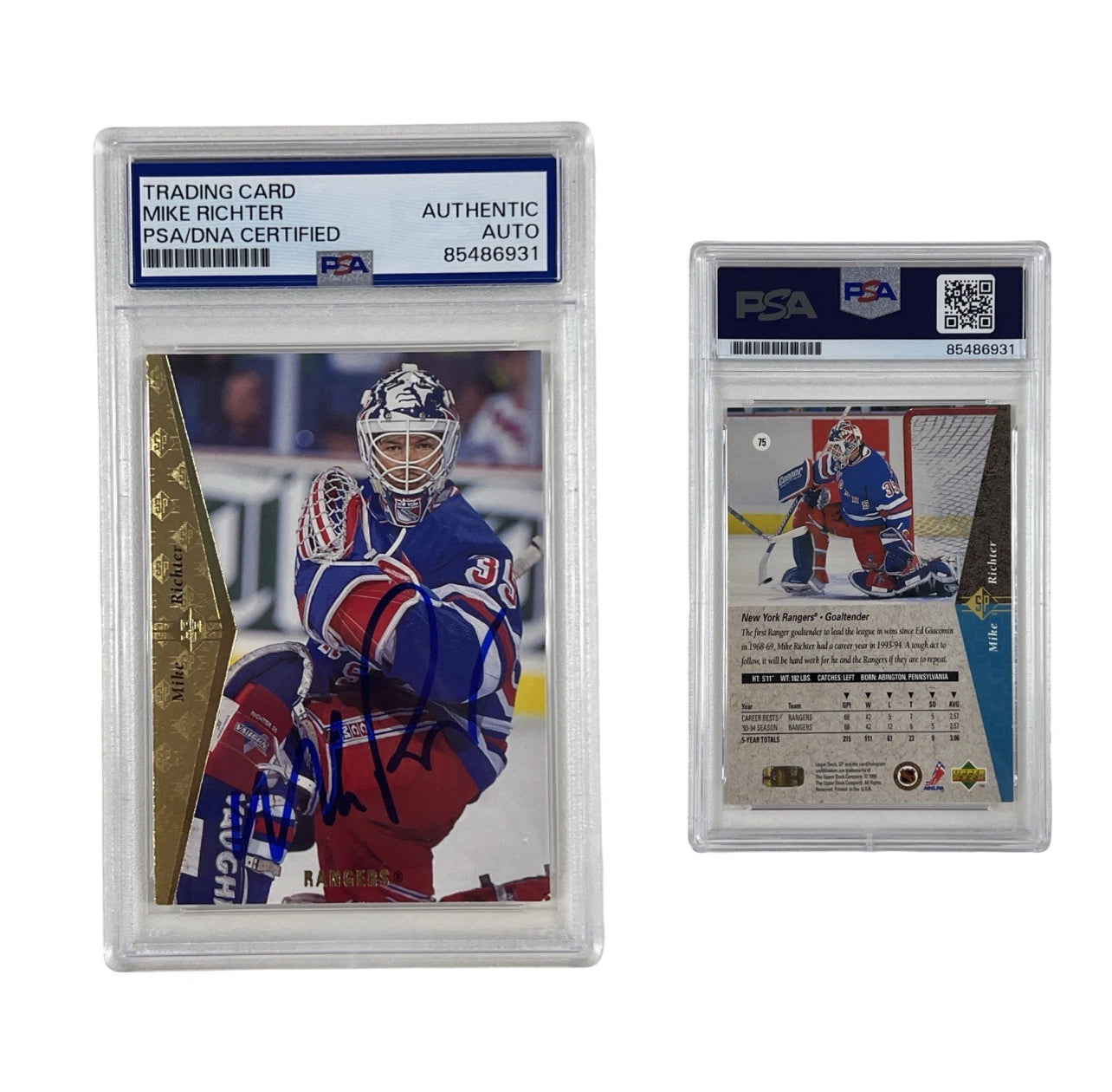 1995 Mike Richter Autographed SP Upper Deck #75 Authentic Auto