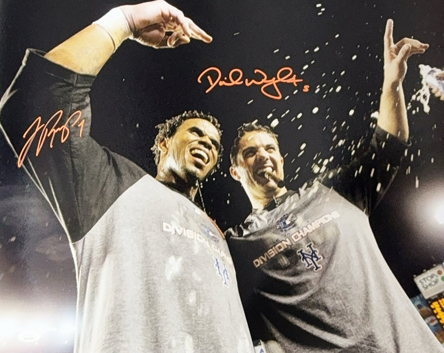 David Wright & Jose Reyes Autographed New York Mets Celebration JSA