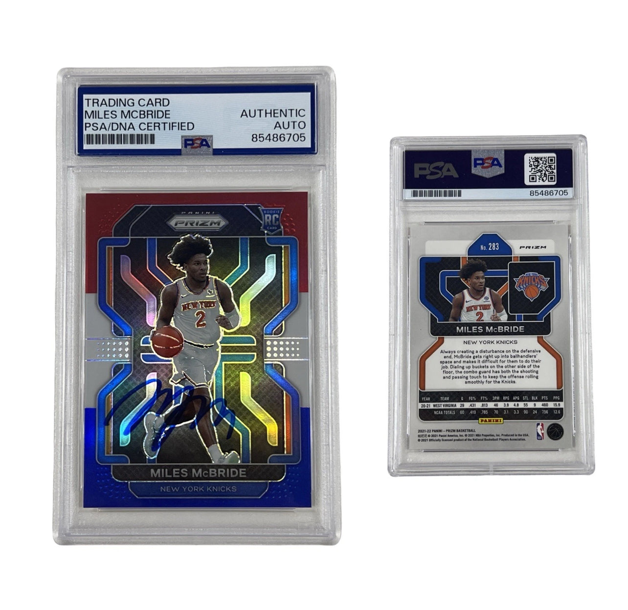 2021 Miles McBride Autographed Rookie Card Panini Prizm #283 Authentic Auto