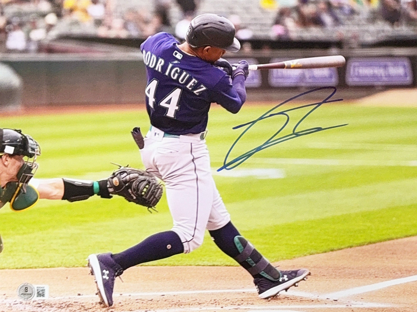 Julio Rodriguez Autographed Seattle Mariners Batting 11x14 Beckett