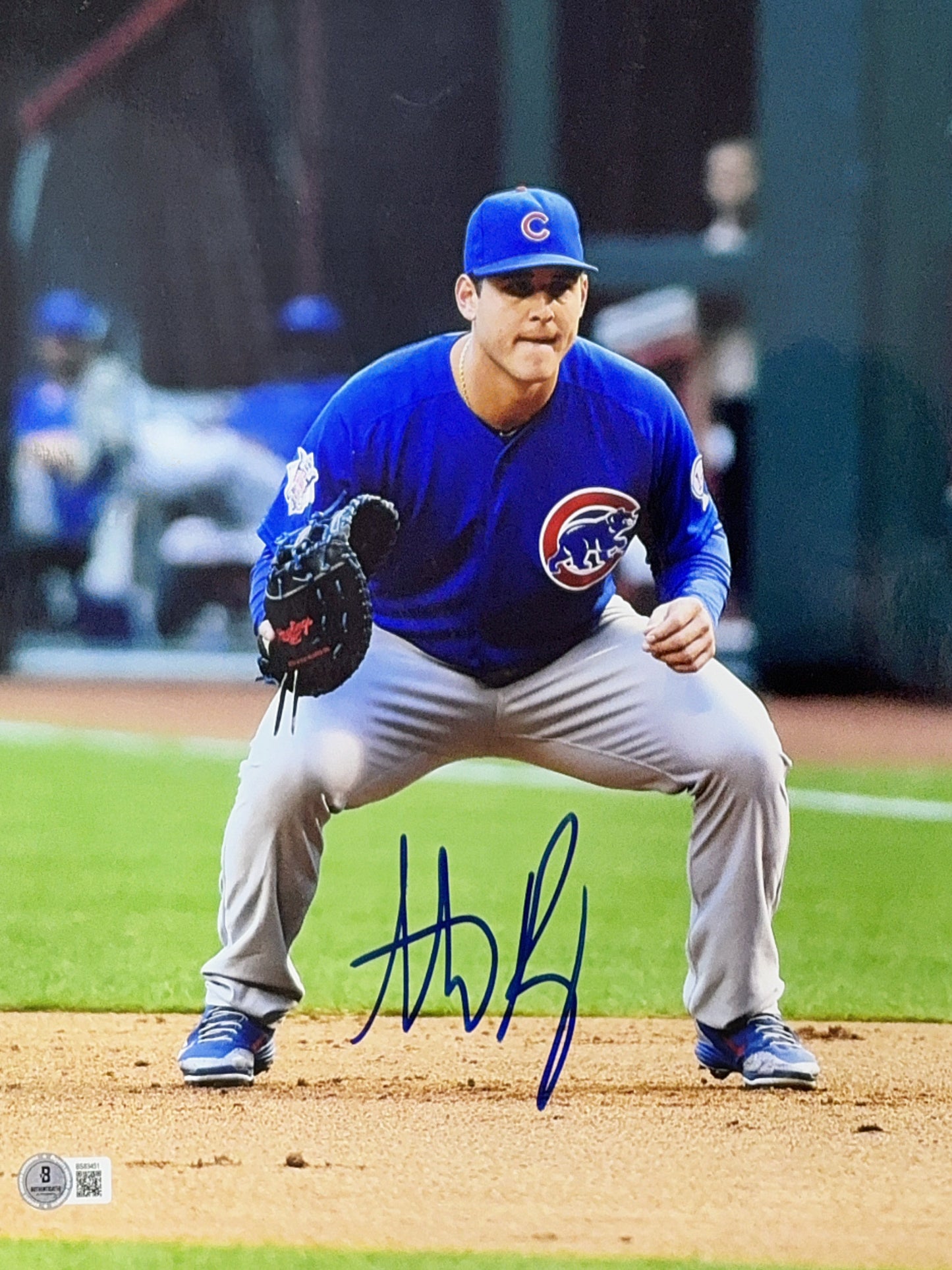 Anthony Rizzo Autographed Chicago Cubs Fielding 11x14 Beckett
