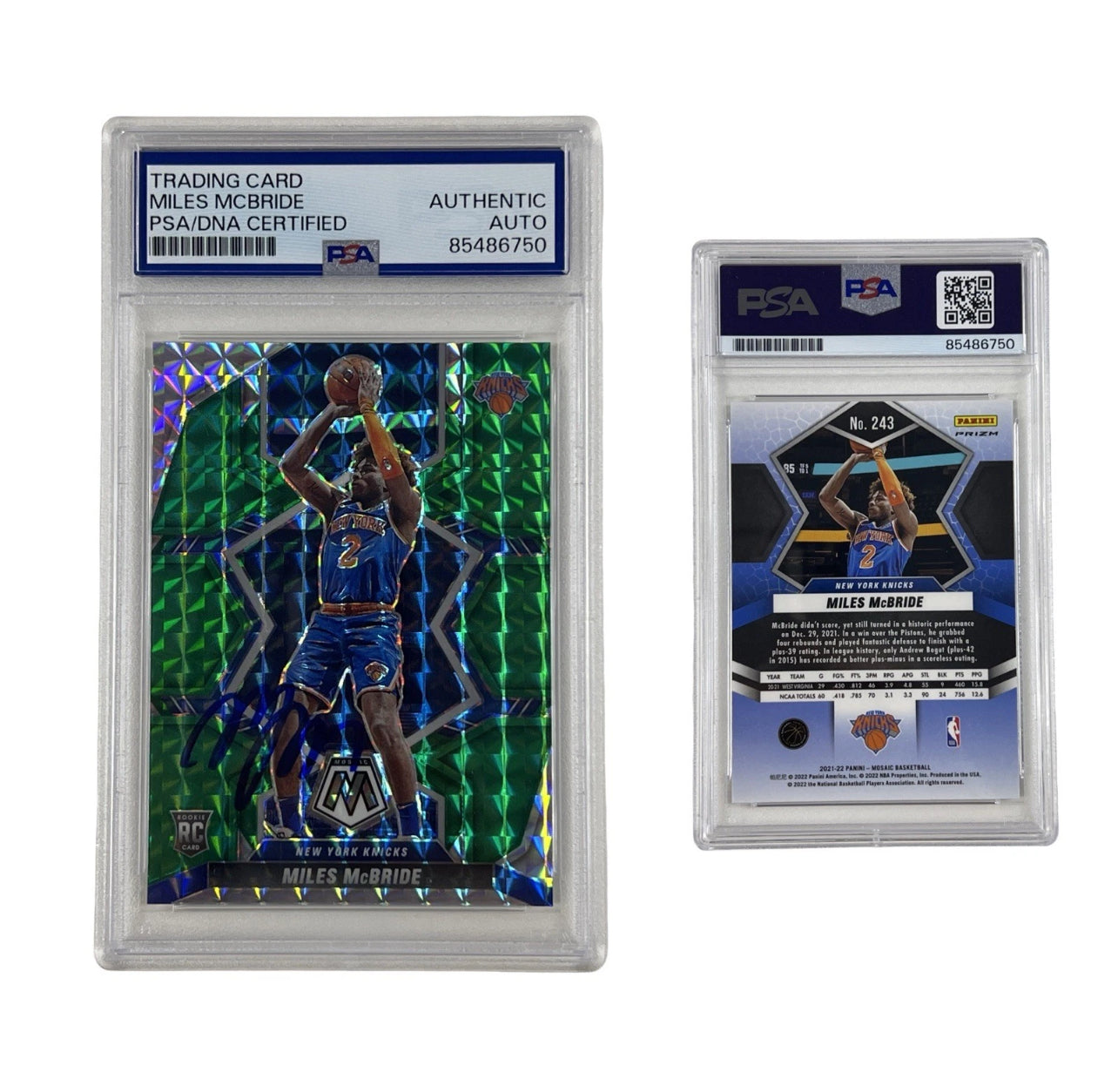 2022 Miles McBride Autographed Rookie Card Mosaic Panini Prizm #243 Auth Auto