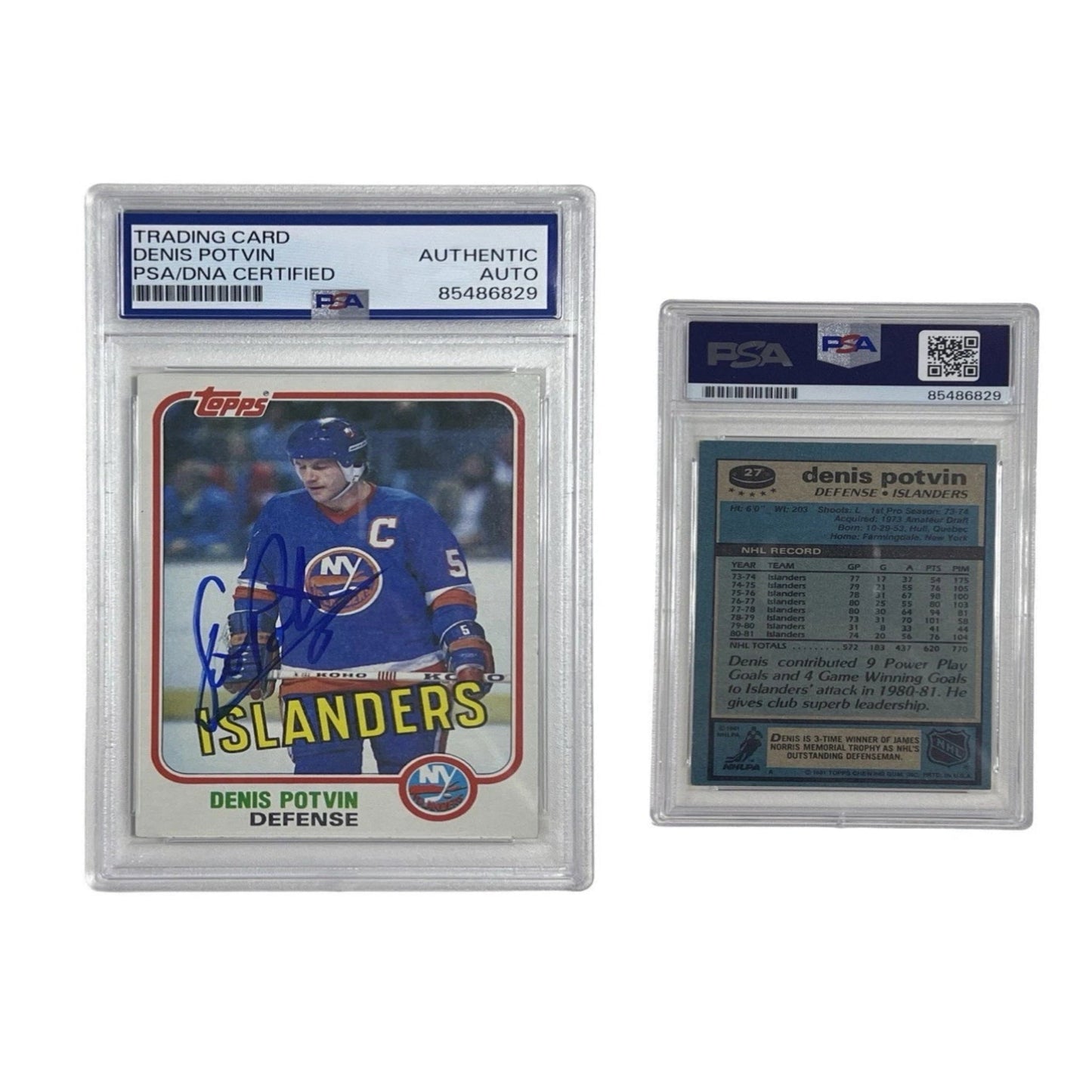 1981 Denis Potvin Autographed Topps #27 PSA Authentic Auto