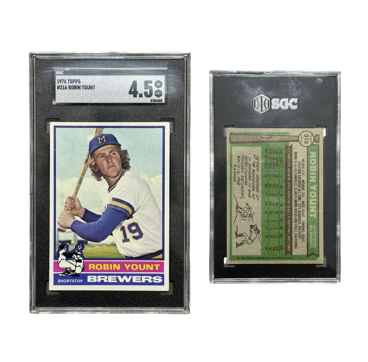 1976 Robin Yount Topps Milwaukee Brewers #316 SGC 4.5 VG EX+