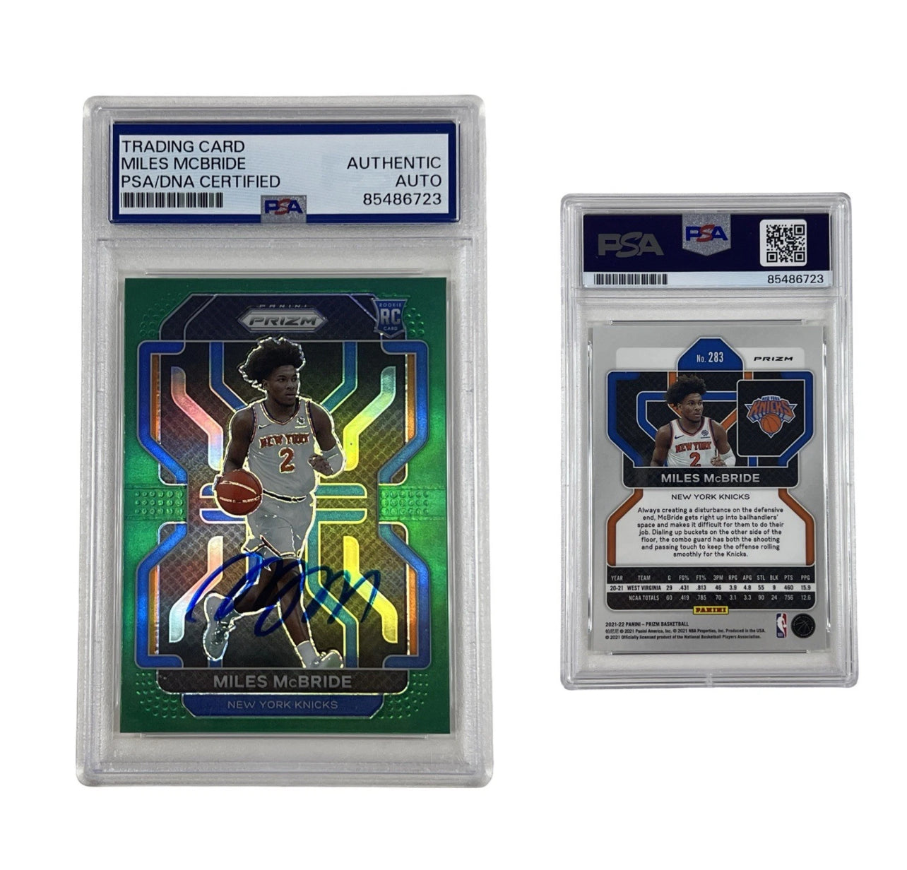 2022 Miles McBride Autographed Rookie Card Panini Prizm #283 Authentic Auto