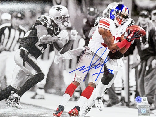 Mario Manningham Autographed Sideline Catch Spotlight Edit 11x14 Beckett