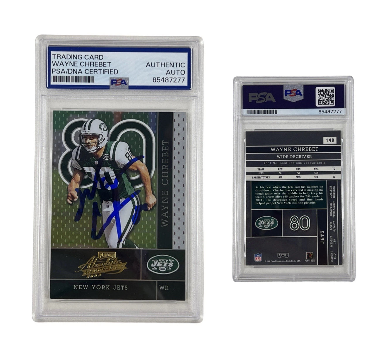 2002 Wayne Chrebet Autographed Absolute Memorabilia Playoff #148 Auth Auto