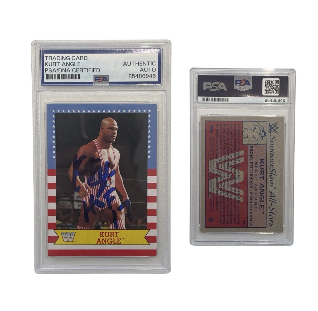 2017 Kurt Angle Autographed WWE Summer Slam All-Stars Topps #13 PSA Auth Auto