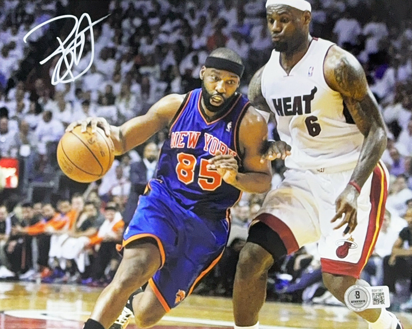 Baron Davis Autographed New York Knicks vs LeBron 8x10 Beckett