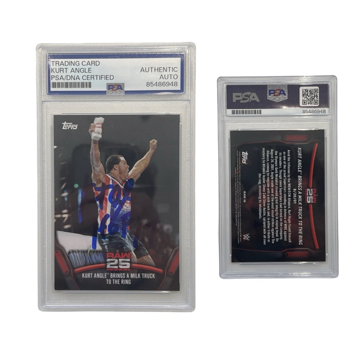 2018 Kurt Angle Autographed WWE Raw 25 Years Topps Raw-16 PSA Authentic Auto