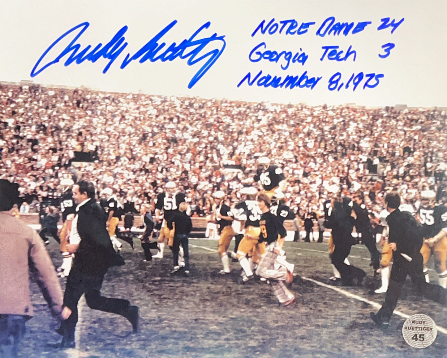 Rudy Ruettiger Notre Dame Autographed 8x10 Inscribed RR COA