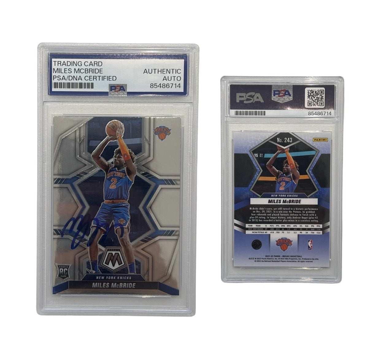 2022 Miles McBride Autographed Panini Rookie Card #243 PSA Authentic Auto