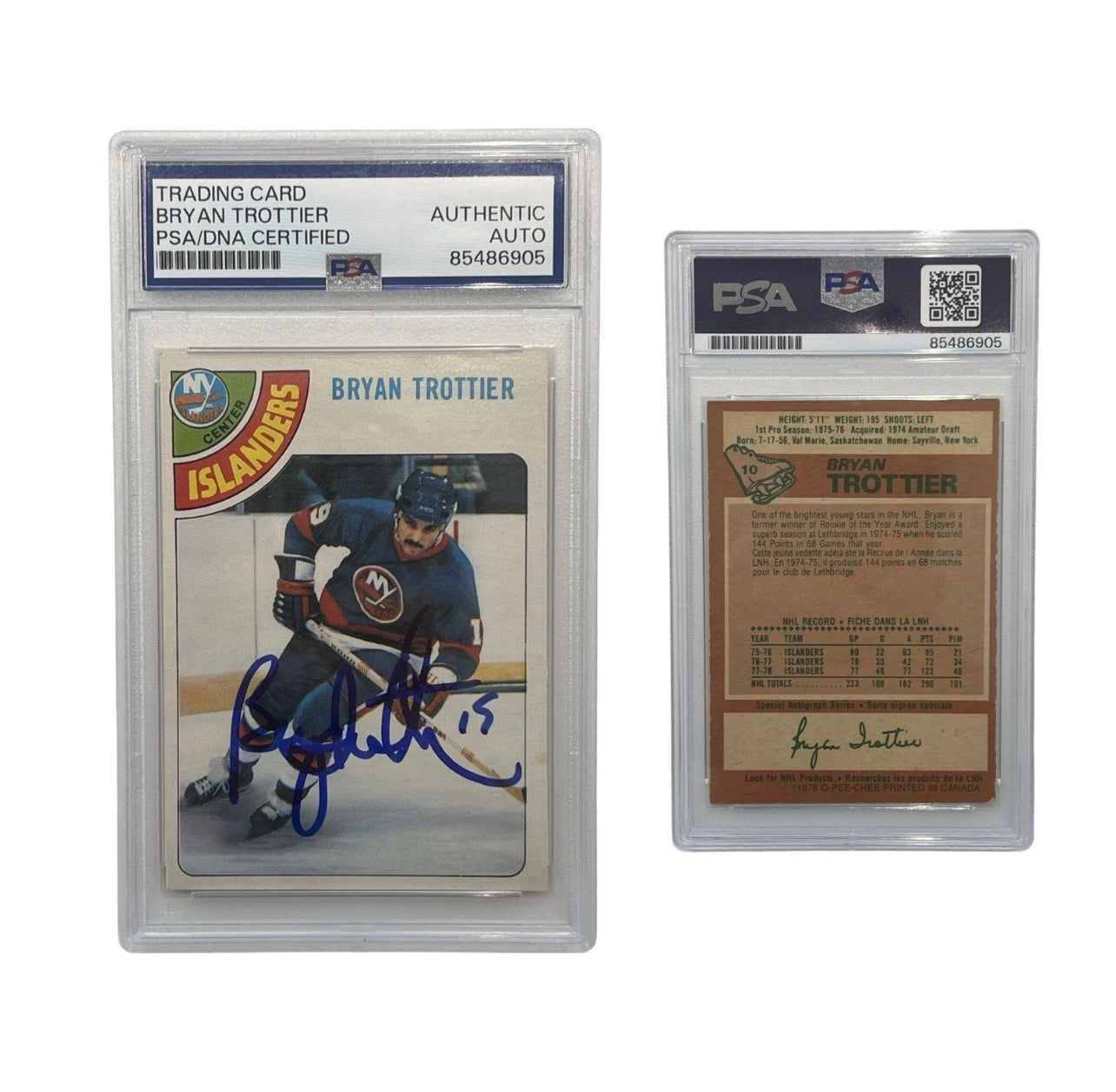 1978 Bryan Trottier Autographed O-Pee-Chee #10 PSA Authentic Auto