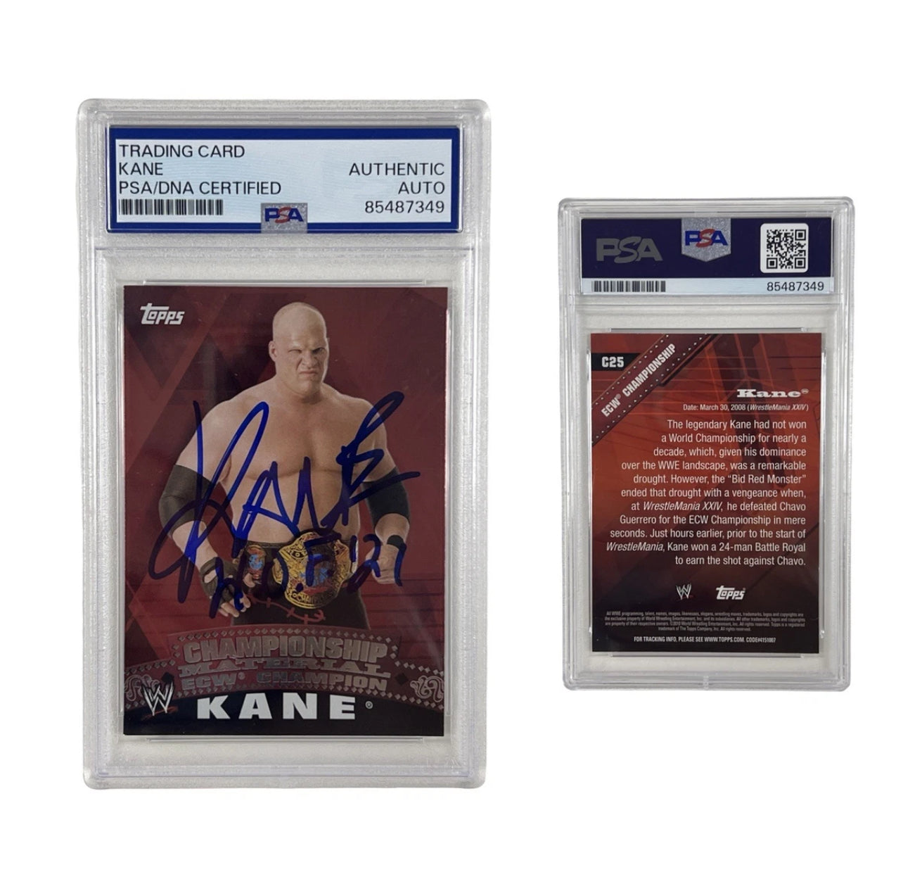 2010 Kane Autographed WWE Topps C25 Authentic Auto
