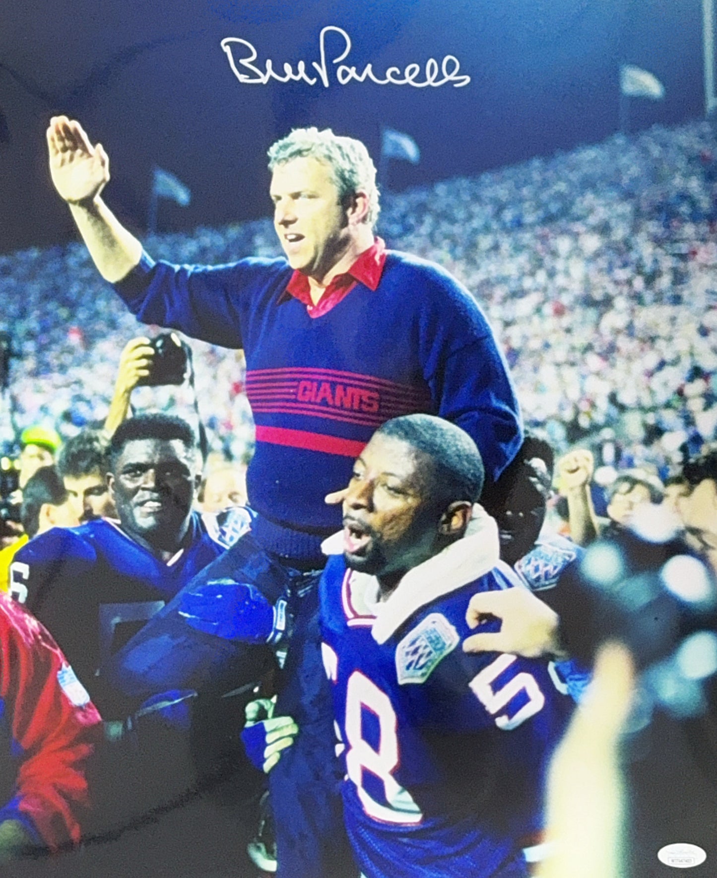 Bill Parcells Autographed New York Giants On Shoulders 16x20 JSA