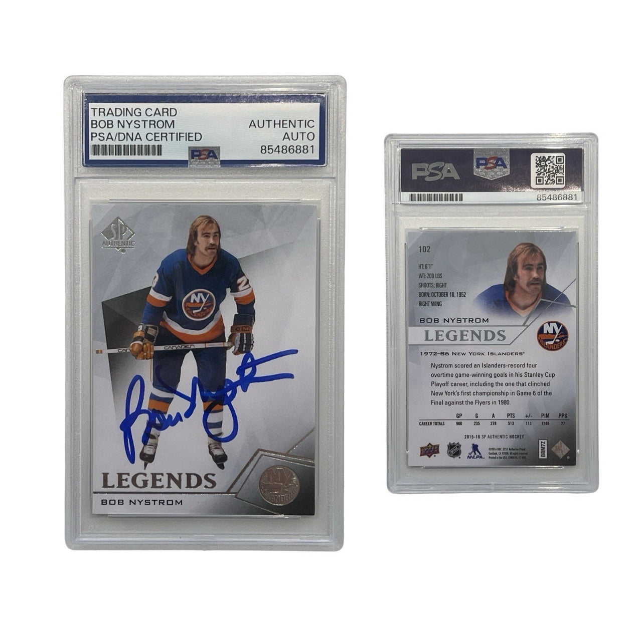 2016 Bob Nystrom Signed Legends SP Authentic Upper Deck #102 PSA Authentic Auto