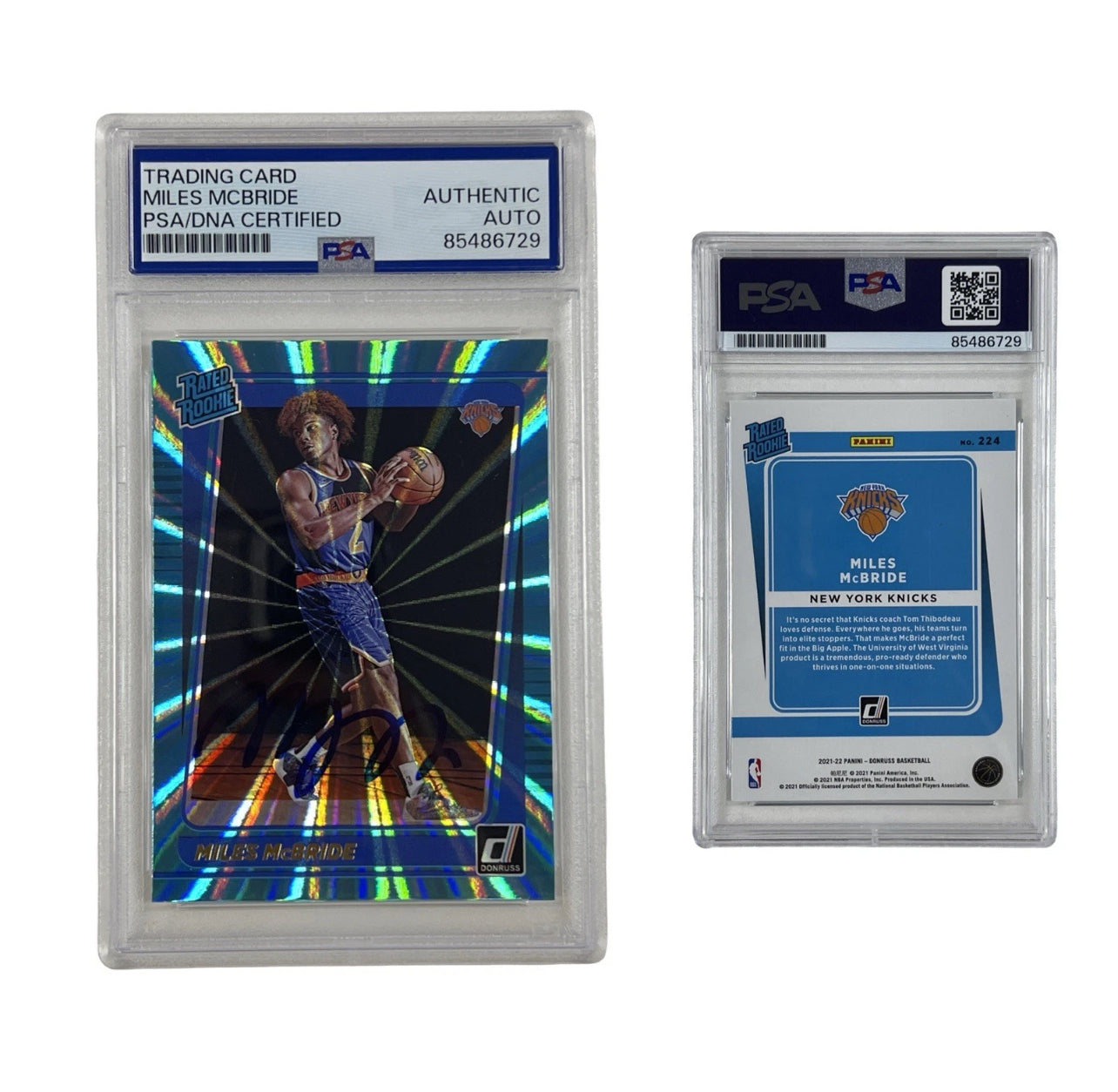 2021 Miles McBride Autographed Rated Rookie Donruss #224 PSA Authentic Auto