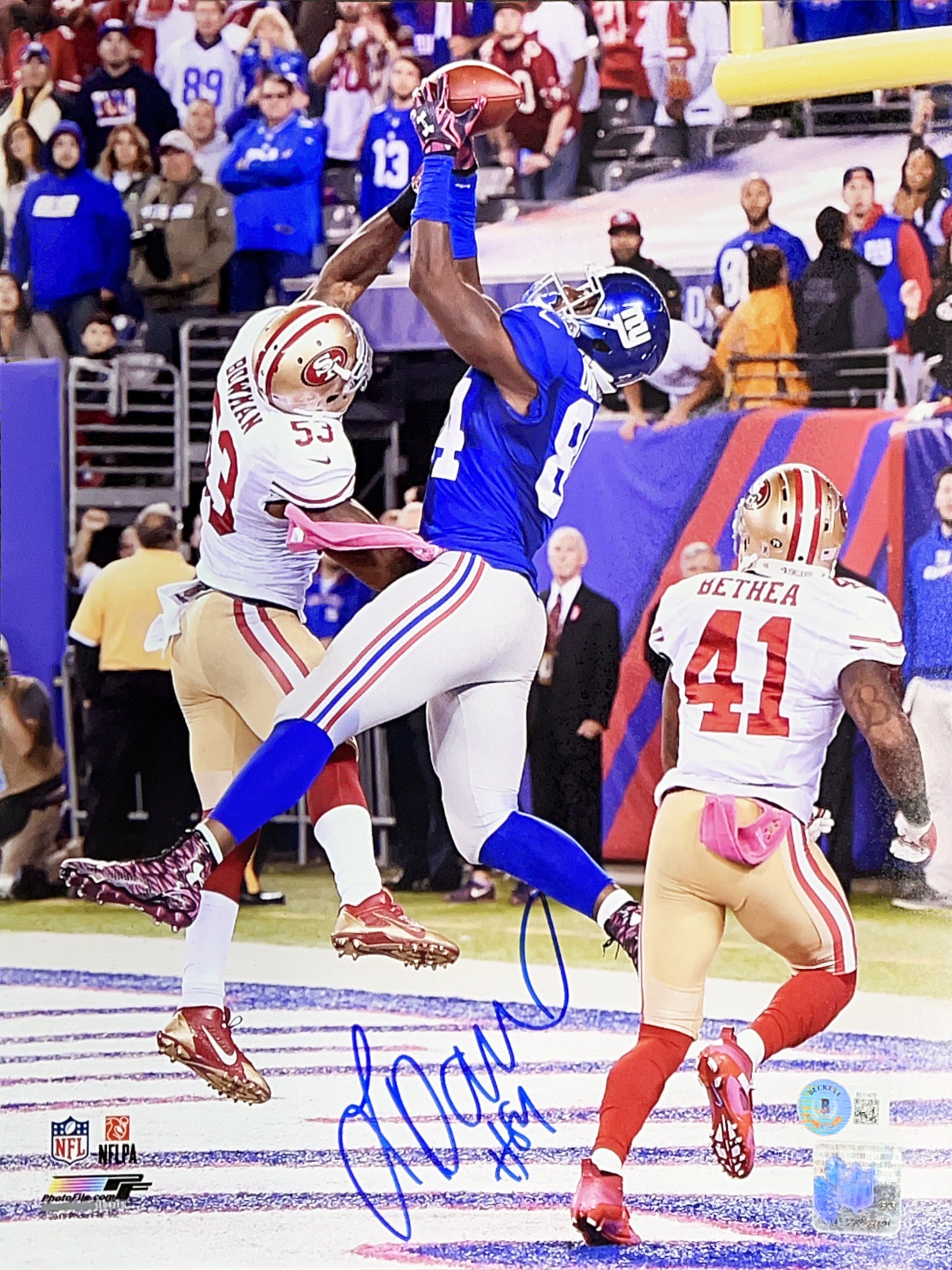 Larry Donnell Autographed New York Giants End Zone 11X14 Beckett
