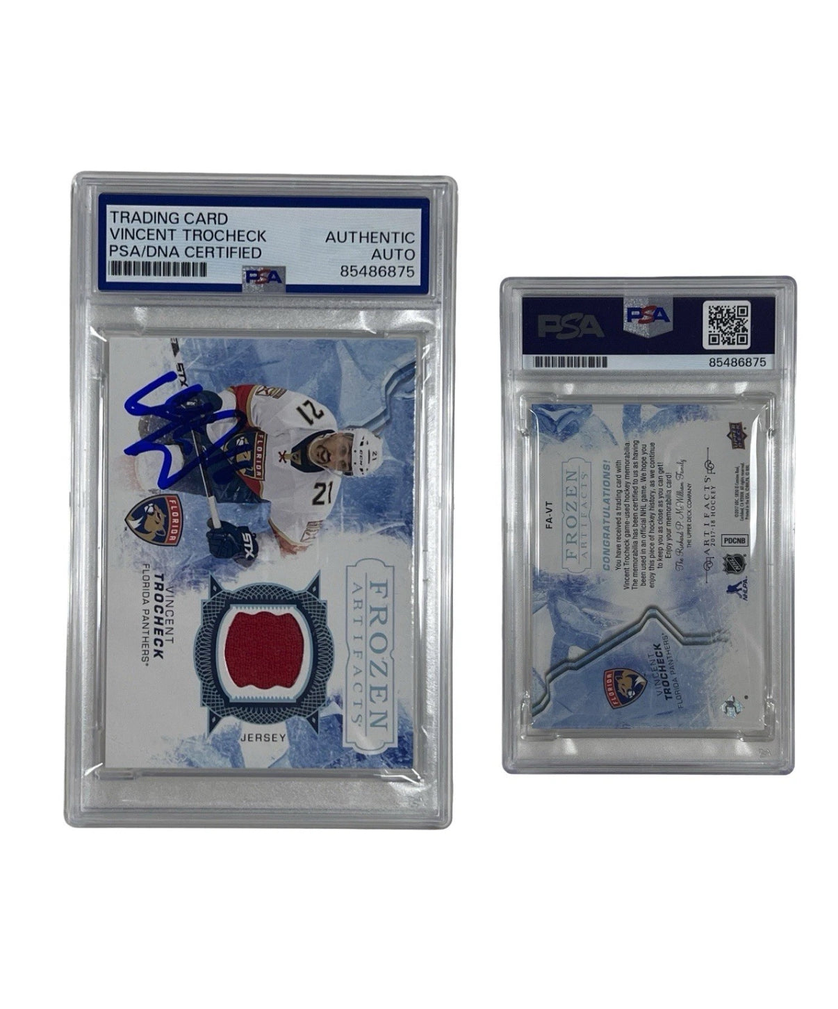 2017 Vincent Trocheck Autographed Frozen Artifacts Upper Deck FA-VT PSA Auth Auto