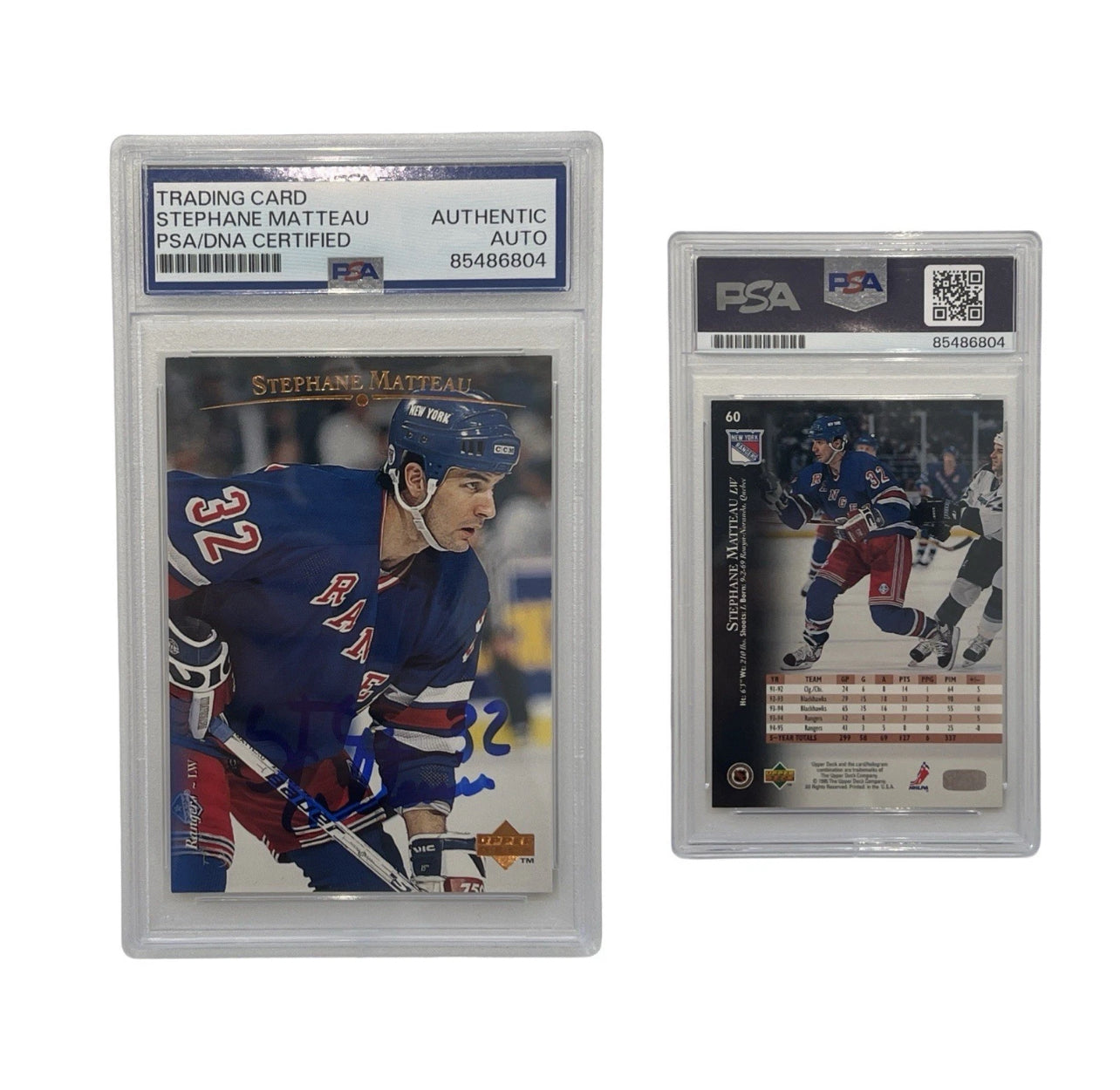 1995 Stephane Matteau Autographed Upper Deck #60 PSA Authentic Auto