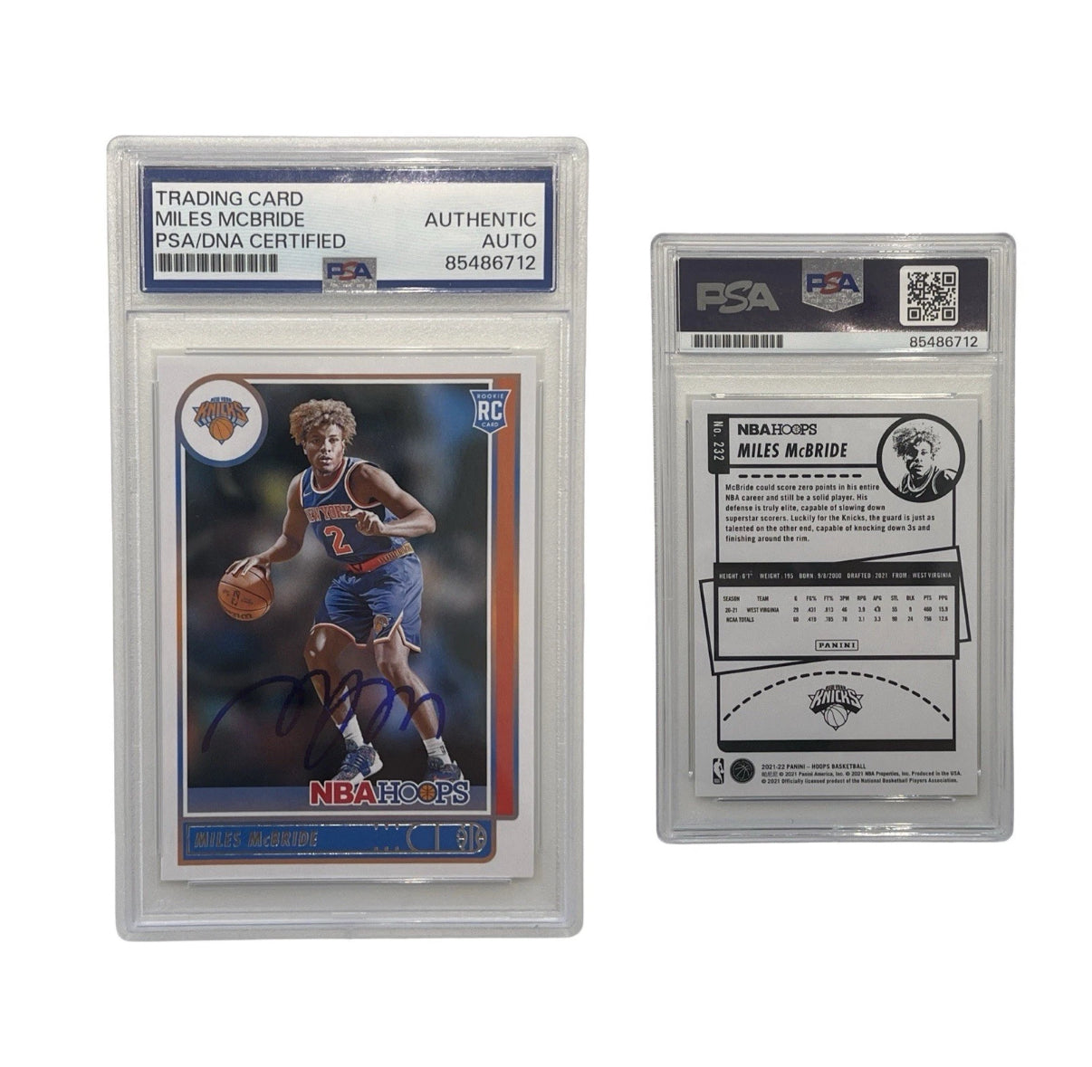 2021 Miles McBride Autographed Panini Rookie Card #232 PSA Authentic Auto