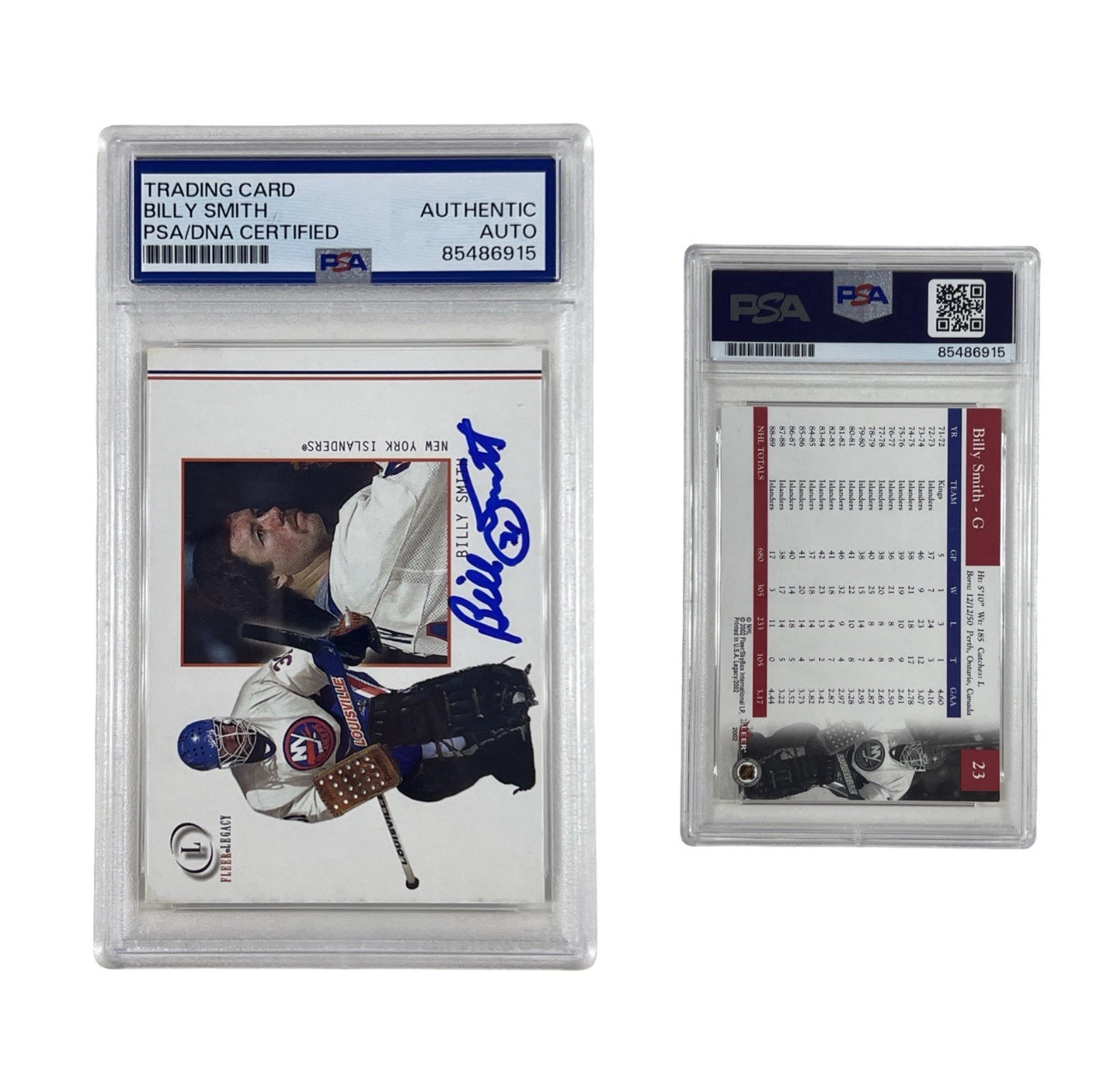 2002 Billy Smith Autographed Fleer Legacy #23 Authentic Auto