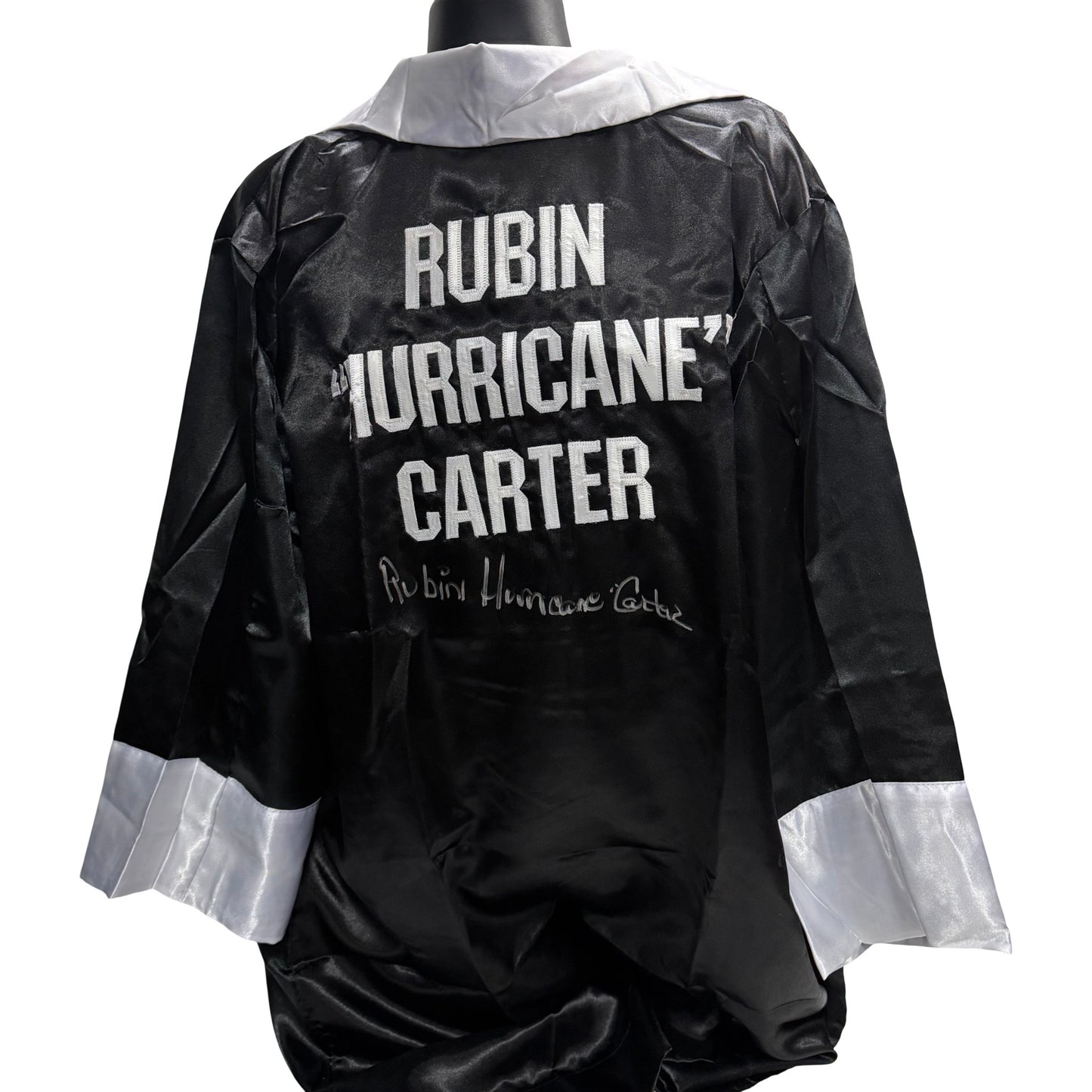 Rubin "Hurricane" Carter Autographed Black Boxing Robe ASI