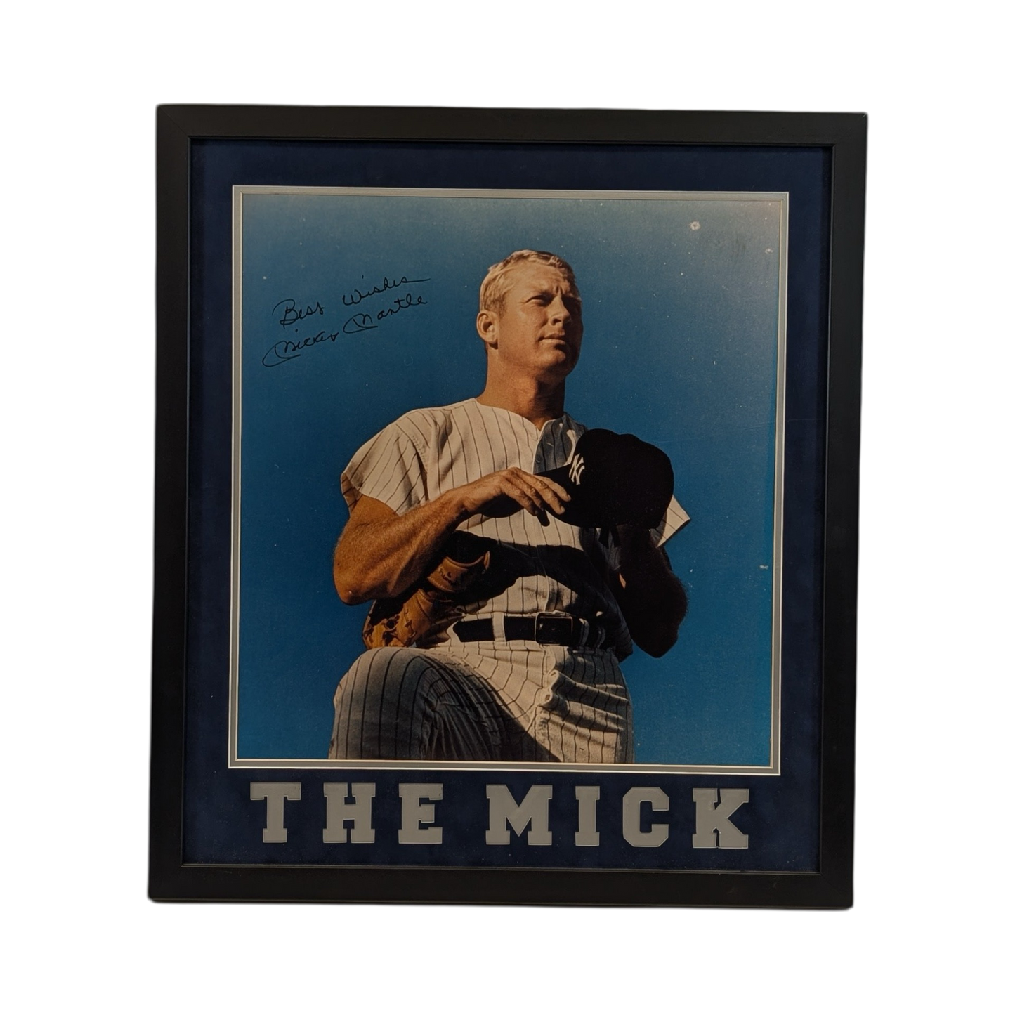 Mickey Mantle Autographed New York Yankees Framed 18x20 "Best Wishes" JSA