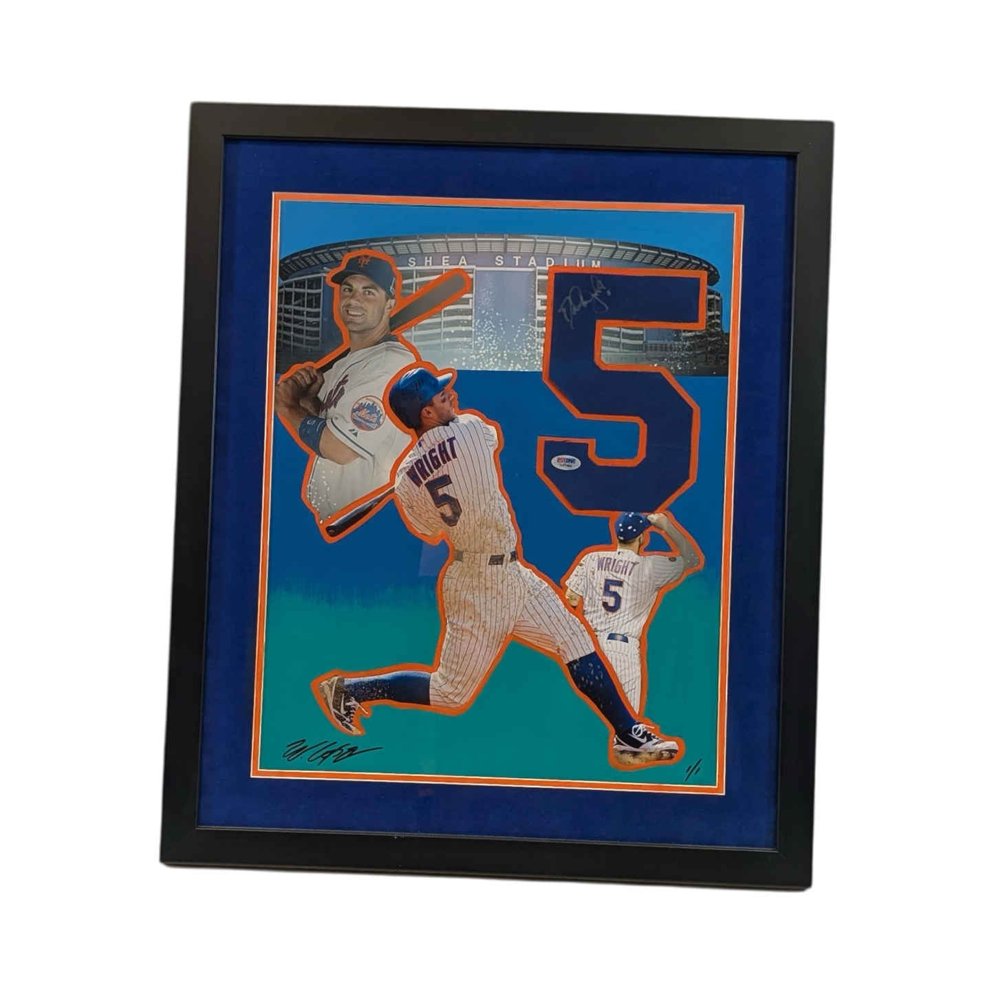David Wright Autographed New York Mets Number 16x20 PSA 1/1 Bill Lopa Art